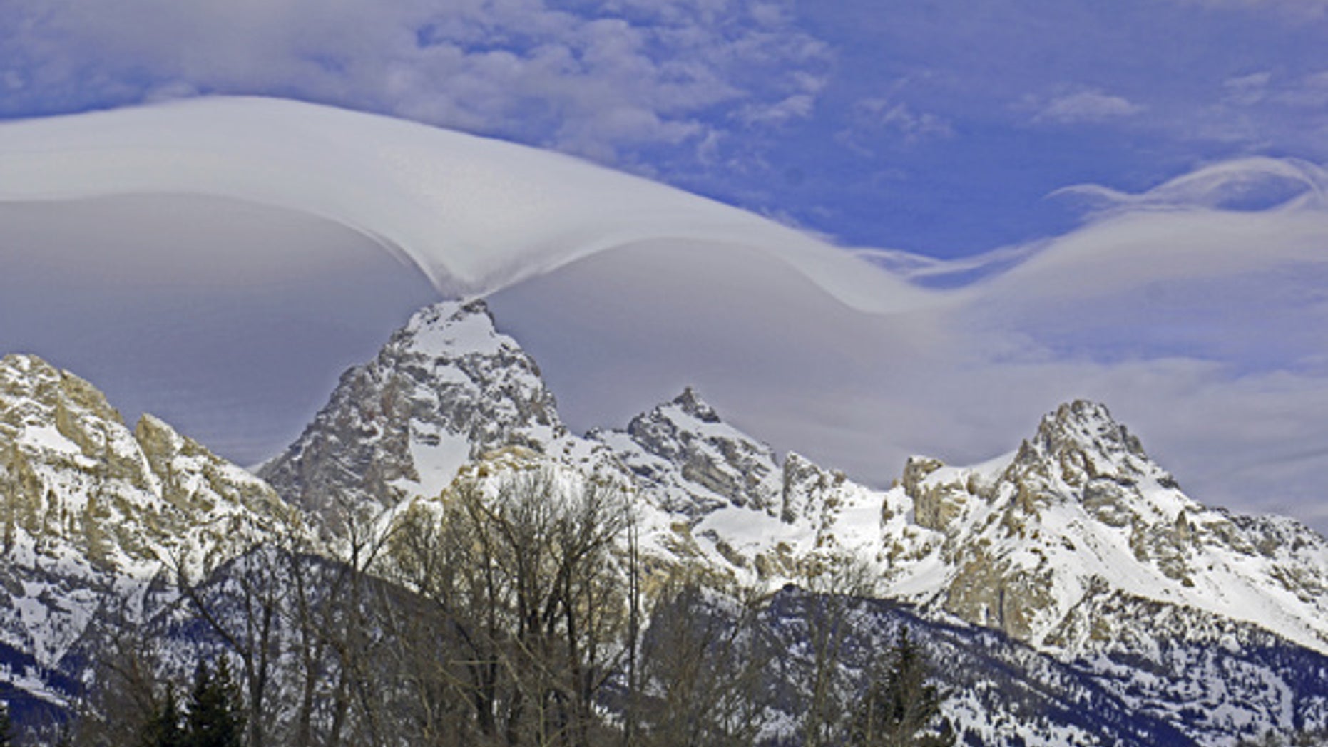 Jackie Skaggs snapped this stunning photo of a lenticular cloud embracing the summit of the Grand Teton Range from the park's headquarters in Moose, Wyoming, on Feb. 12, 2015.