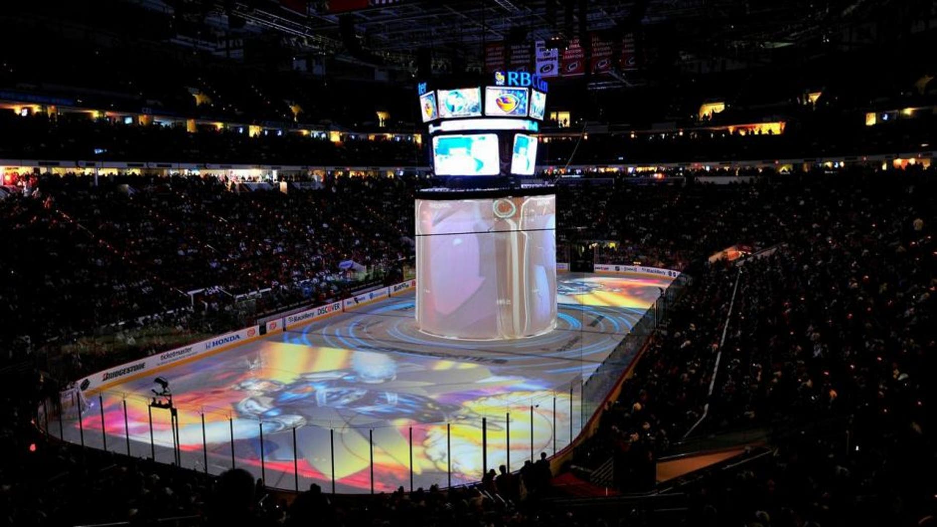 RALEIGH, NC - JANUARY 30: A general view of the arena is seen as images from 'The Guardian Project' are projected onto the rink during the 58th NHL All-Star Game at the RBC Center on January 30, 2011 in Raleigh, North Carolina. Team Lidstrom won 11-10. (Photo by AJ Messier/NHLI via Getty Images)