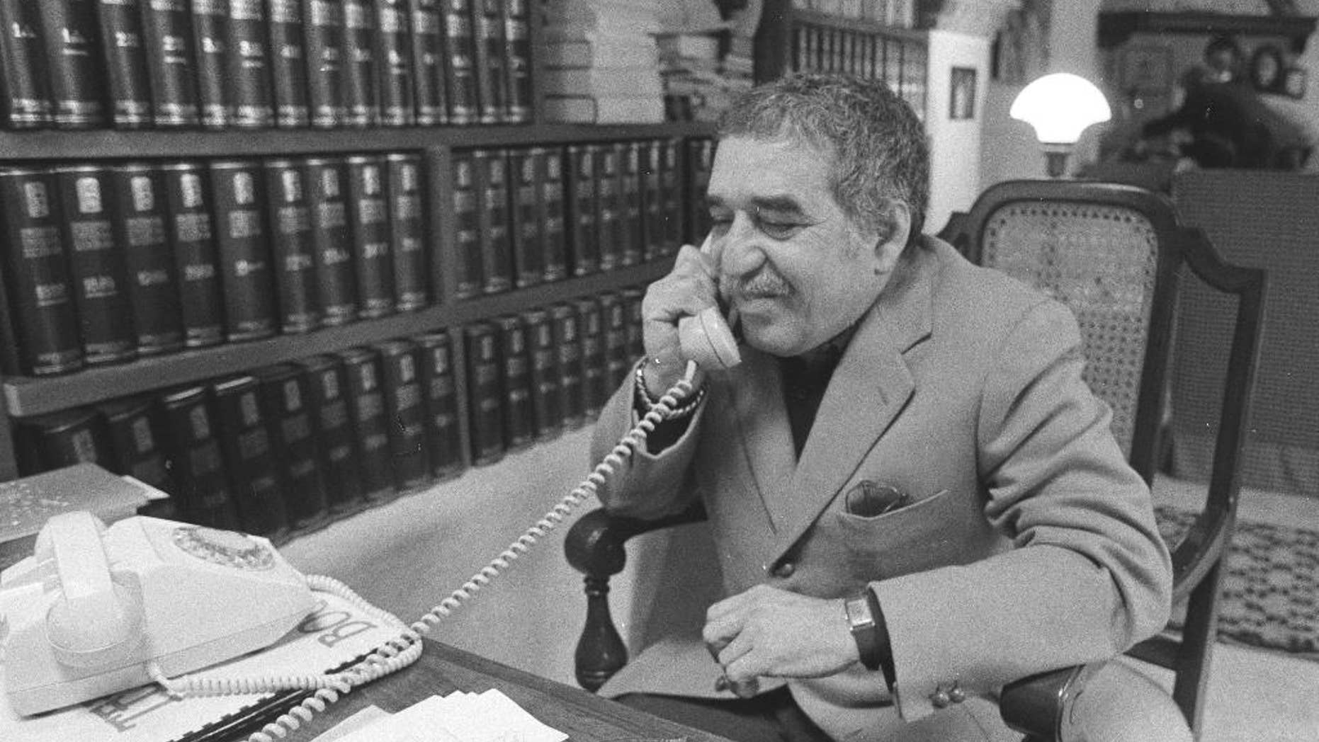FILE - This undated file photo shows Nobel laureate Gabriel Garcia Marquez at an undisclosed location. The University of Texas' Harry Ransom Center has acquired Marquez's archive. The writer died on April 17, 2014. (AP Photo, File)