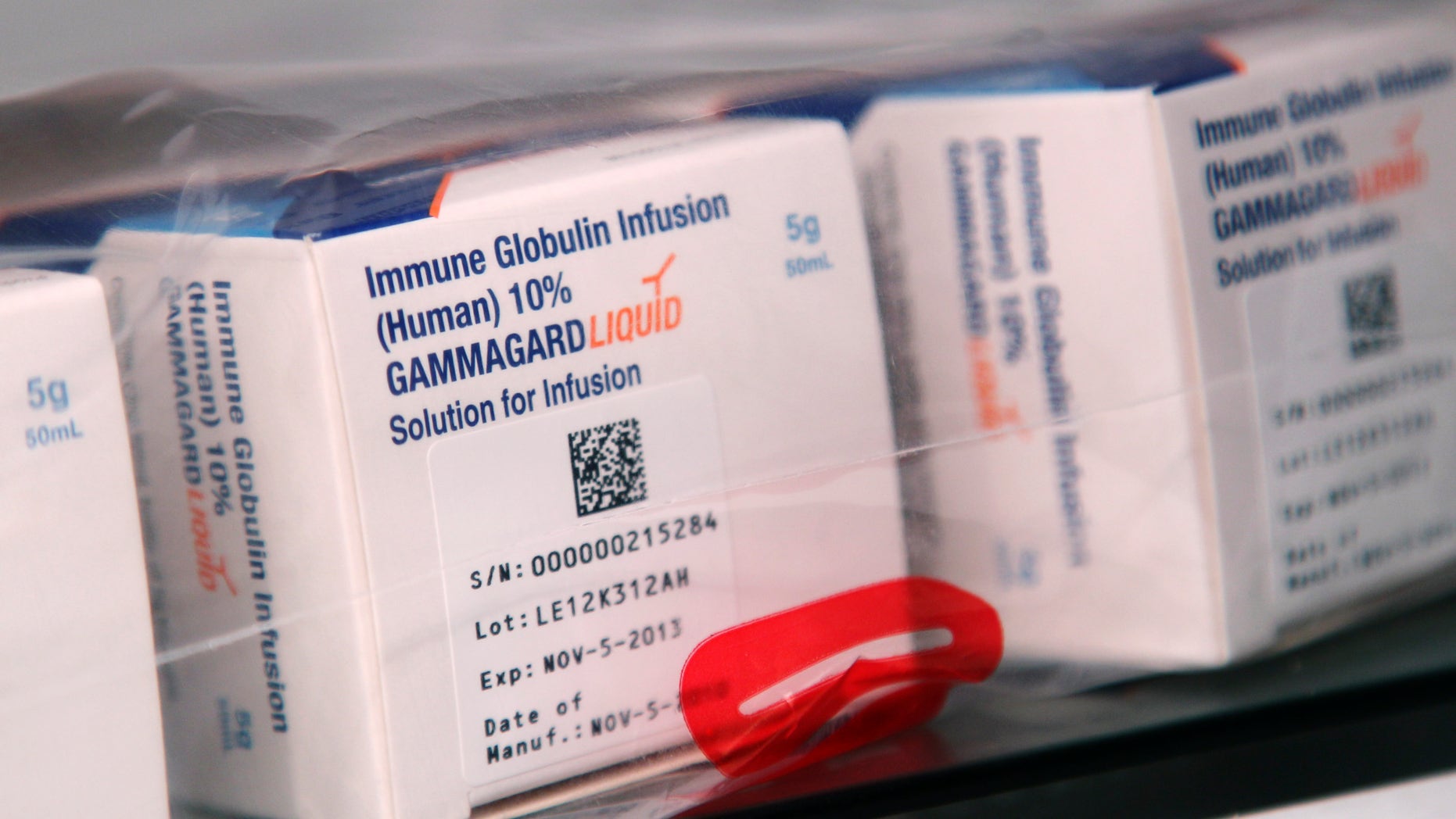 Gammagard, a treatment that is being tested for Alzheimer's disease. (AP Photo/Seth Wenig)