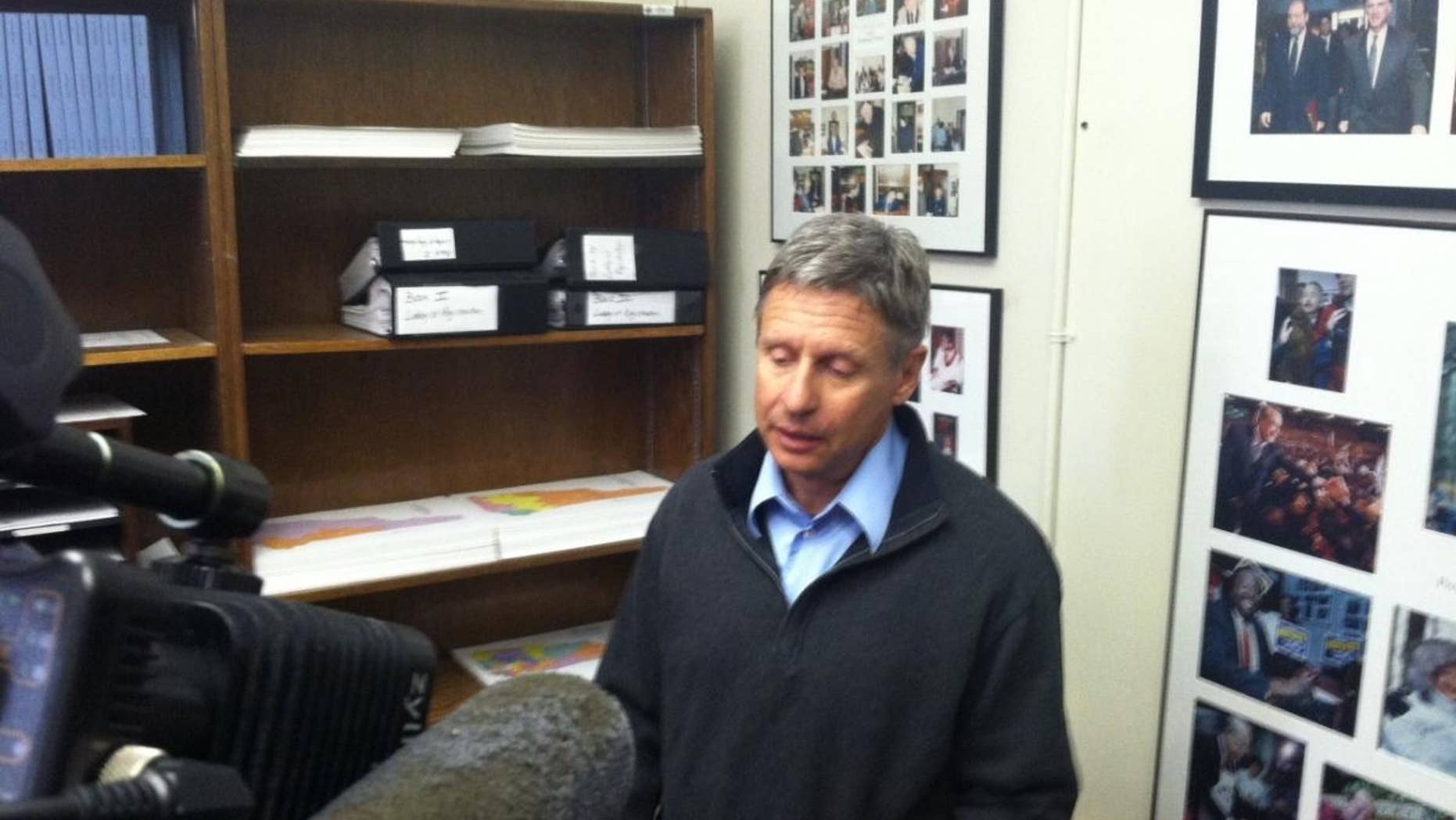Gary Johnson flew all night to make the filing deadline for the New Hampshire presidential primary. (Fox News Photo/Andrew Fone)