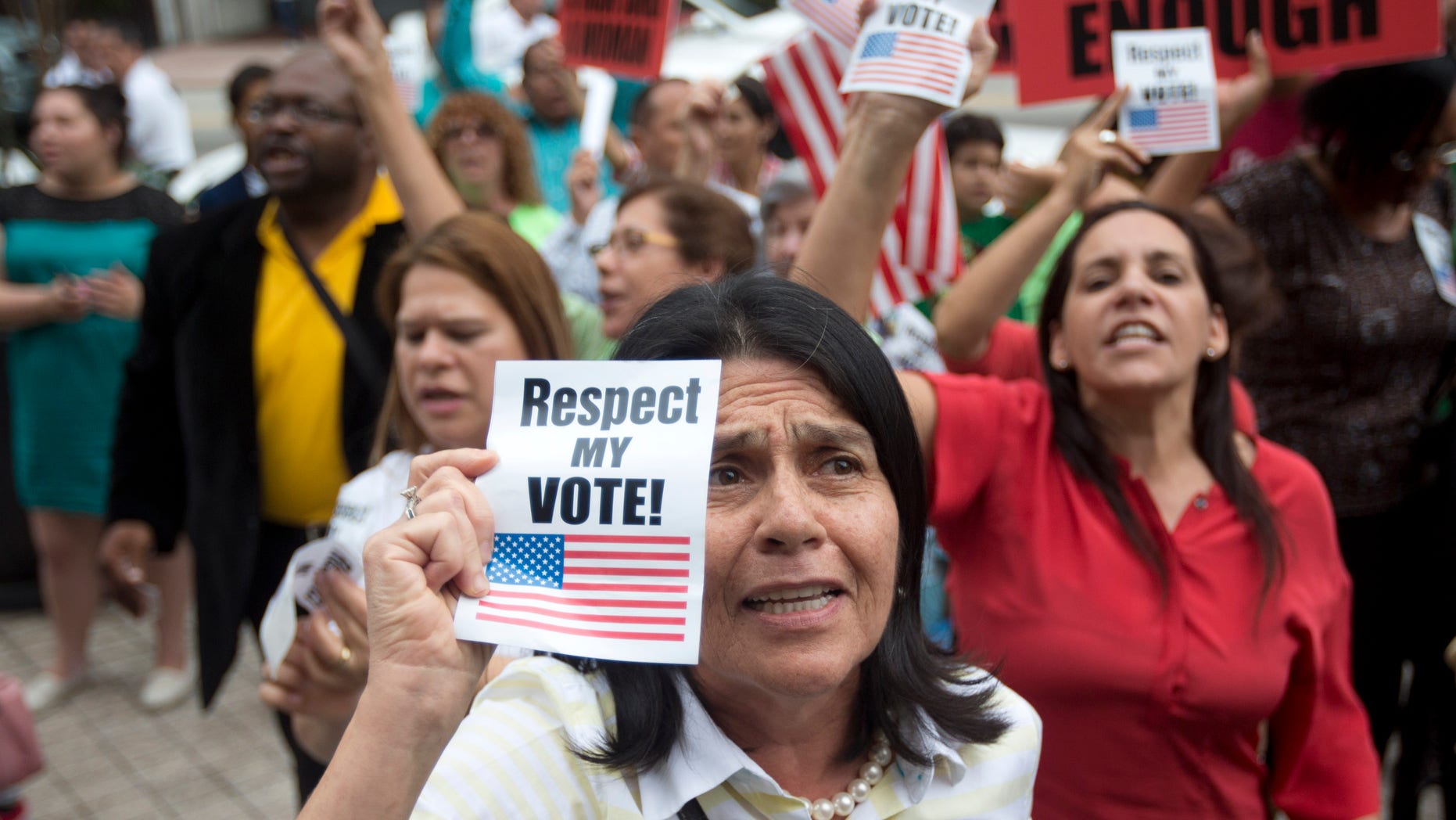 July 2, 2014: Anti-gay marriage protesters stage a rally during the court hearing on gay marriage in Miami.