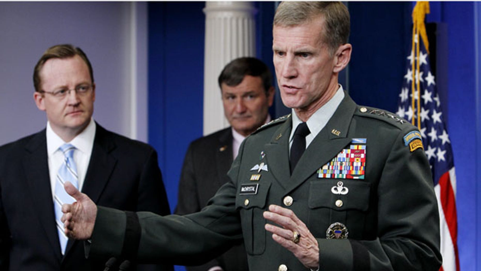 May 10: Commander of U.S. and NATO forces in Afghanistan Gen. Stanley McChrystal, briefs reporters ahead of Afghan President Hamid Karzai's visit to the White House.