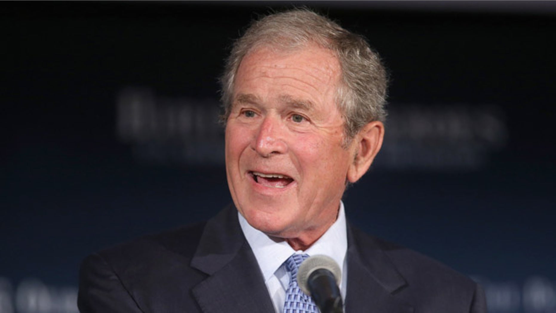 WASHINGTON, DC - JUNE 24: Former U.S. President George W. Bush addresses a summit on "creating employment opportunities for post-9/11 veterans and military families" at the U.S. Chamber of Commerce June 24, 2015 in Washington, DC. Sponsored by the chamber's Hiring Our Heroes program and the George W. Bush Institute's Military Service Initiative, the event also served as a launch for the Veteran Employment Transition (VET) Roadmap, a military transition guide. (Photo by Chip Somodevilla/Getty Images)