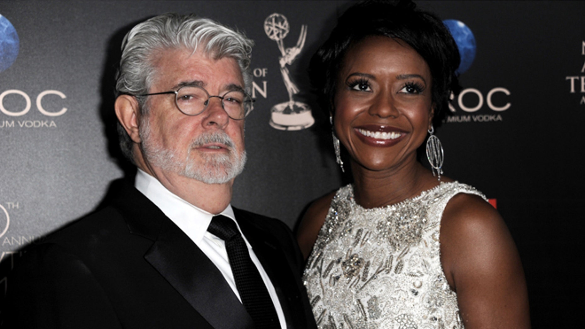 June 16, 2013: In this file photo, George Lucas, left, and longtime girlfriend Mellody Hobson arrive at the 40th Annual Daytime Emmy Awards in Beverly Hills, Calif.