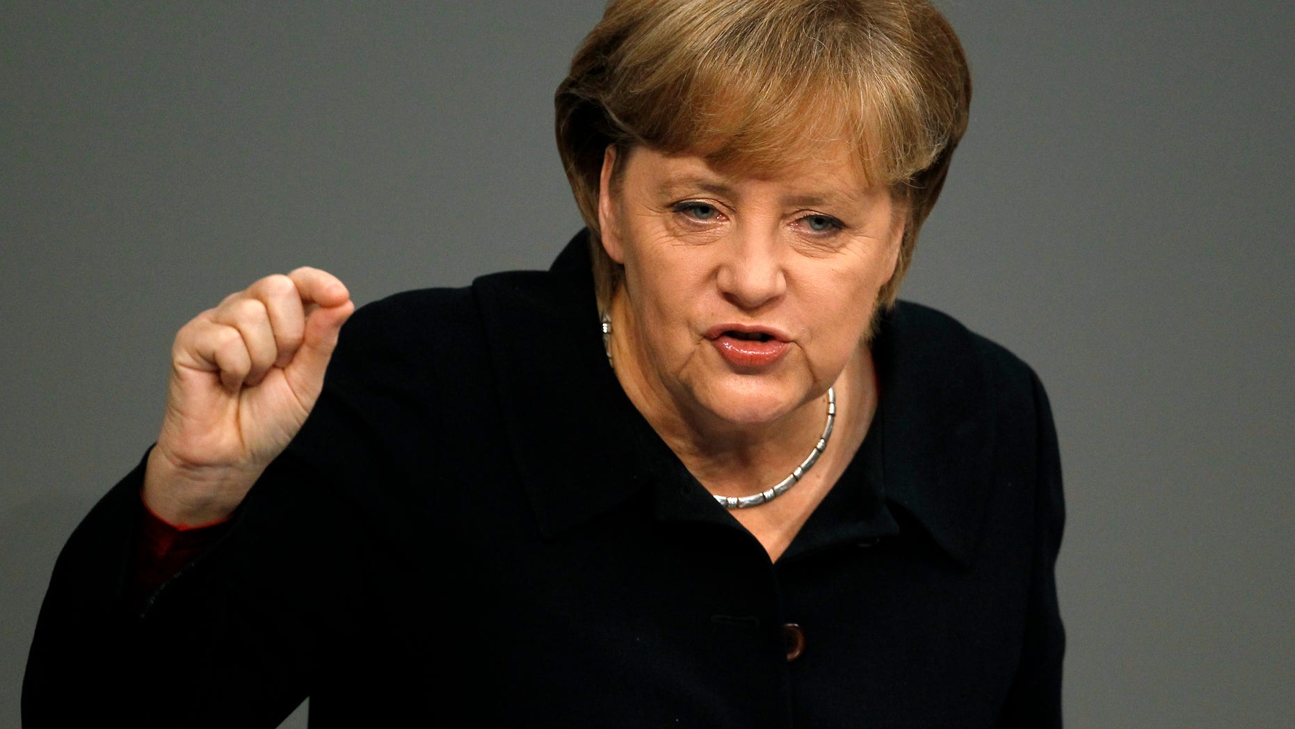 Dec. 2, 2011: German Chancellor Angela Merkel gestures during her speech at the German Federal Parliament, Bundestag, in Berlin, Germany.