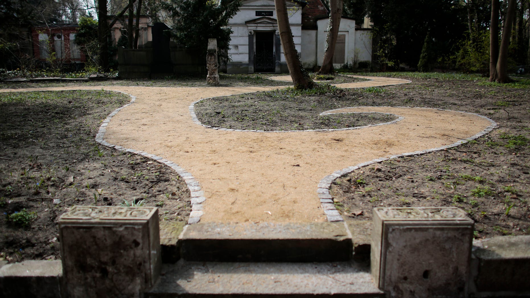 April 1, 2014: A view to the new designed part of the Georgen Parochial Cemetery in central district Mitte of Berlin.