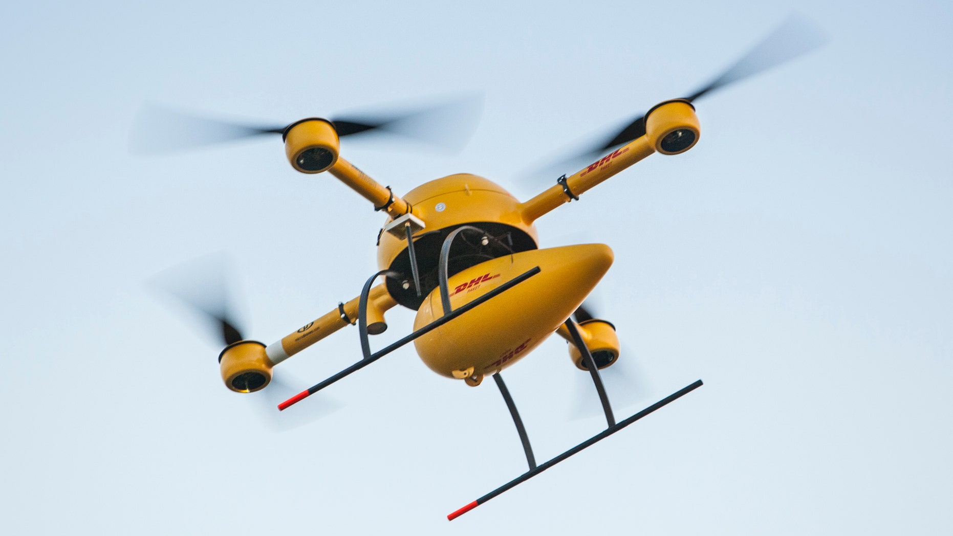 This Sept. 2014 photo provided by Deutsche Post/DHL shows a flying DHL drone in Germany.