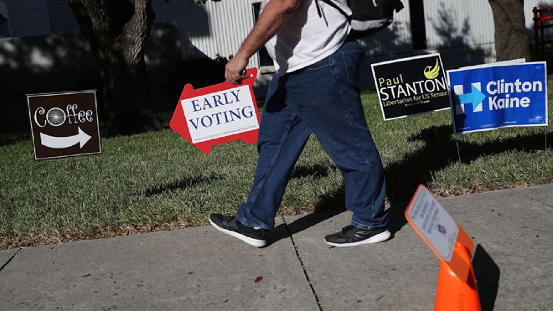 Early voting sign at the Pinellas County Election Services office on October 24, 2016 in St. Petersburg, Florida.