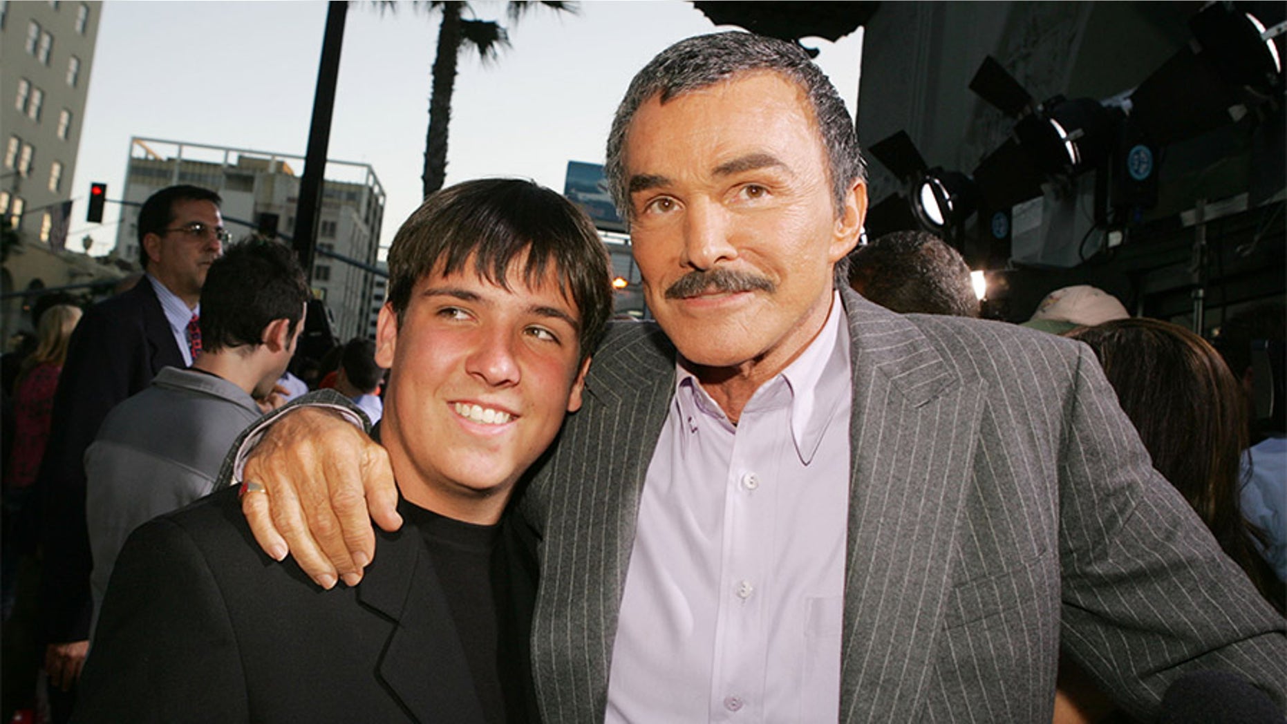 LOS ANGELES - MAY 19: Actor Burt Reynolds and his son Quinton arrive at the premiere of Paramount Pictures' "The Longest Yard" at the Chinese Theater on May 19, 2005 in Los Angeles, California. (Photo by Kevin Winter/Getty Images)