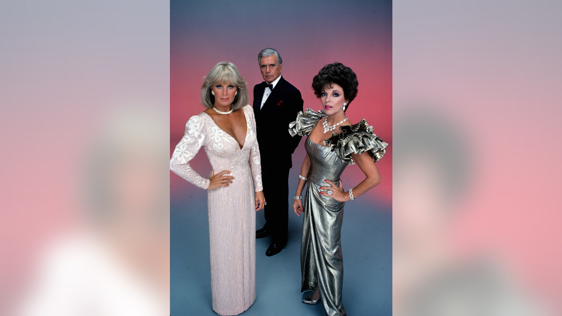 Linda Evans (Krystle), John Forsythe (Blake) and Joan Collins (Alexis).