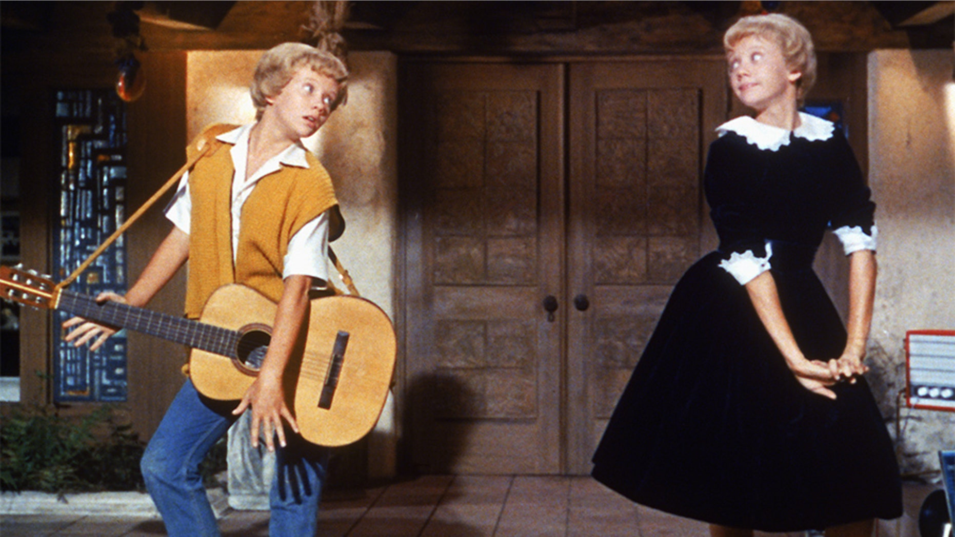 English actress Hayley Mills as identical twins Sharon McKendrick and Susan Evers in the Walt Disney comedy "The Parent Trap" in 1961.