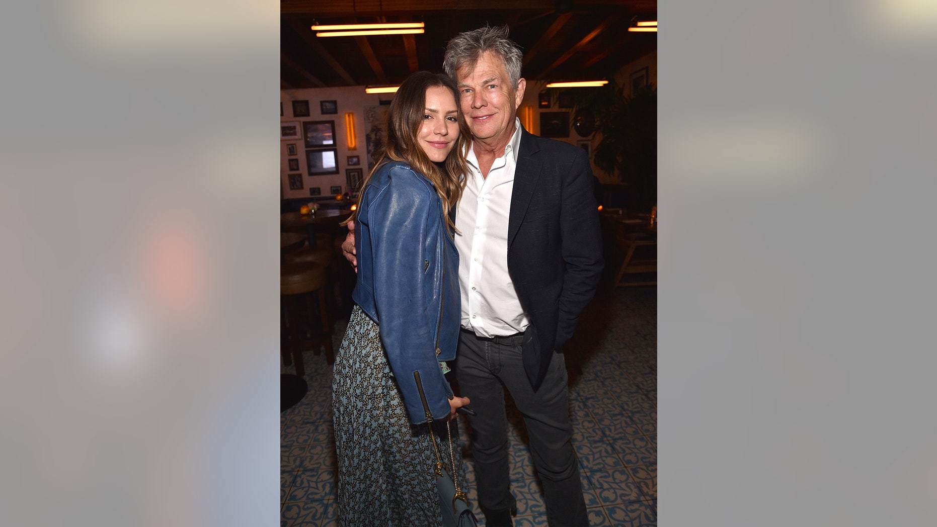 Katharine McPhee and David Foster attend Barbra Streisand's 75th birthday at Cafe Habana on April 24, 2017 in Malibu, California.