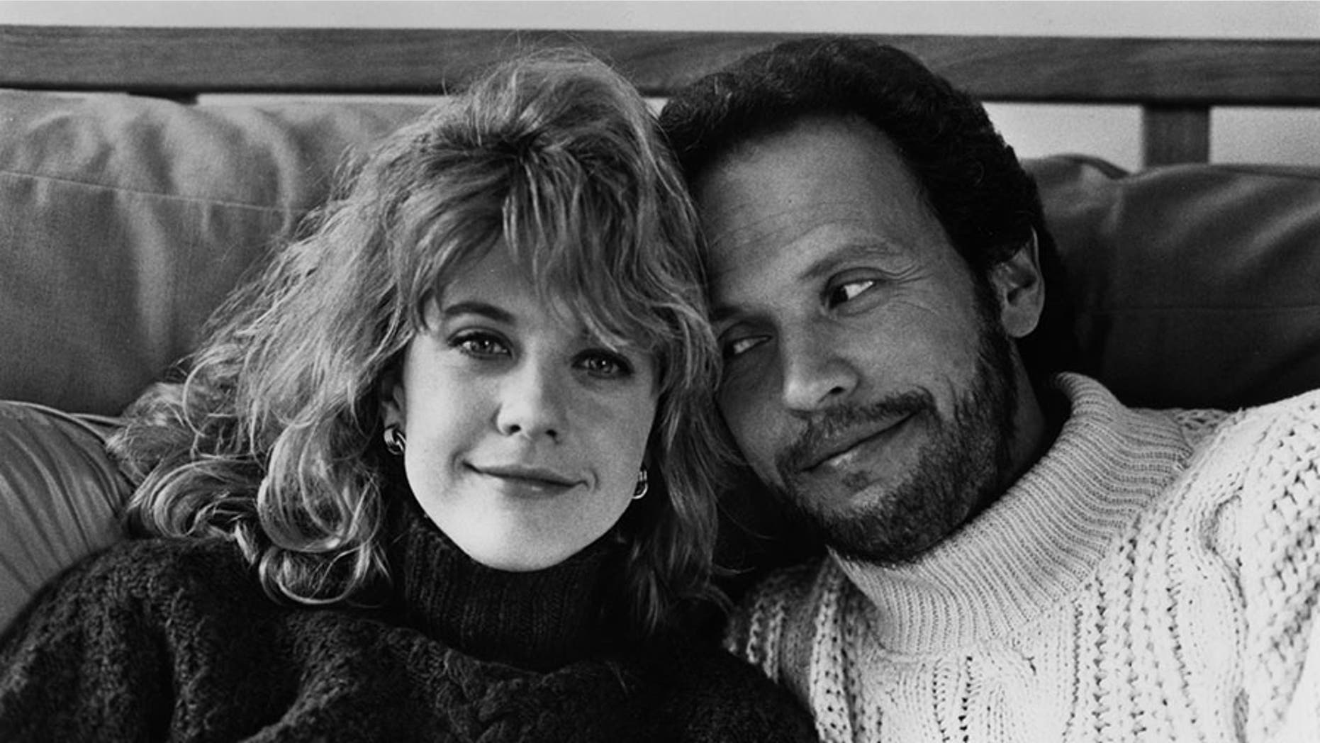 Meg Ryan and Billy Crystal posing for the movie "When Harry Met Sally..." circa 1989.