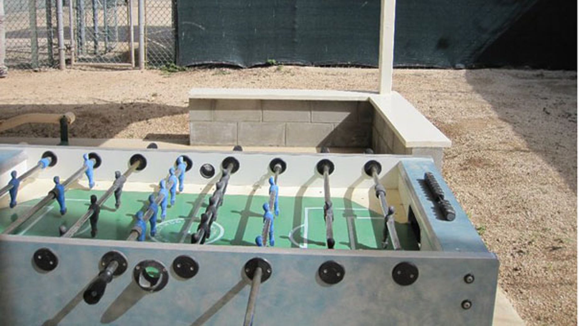 Detainees at Camp 4 in Guantanamo Bay can work off energy by playing foosball. (FNC)