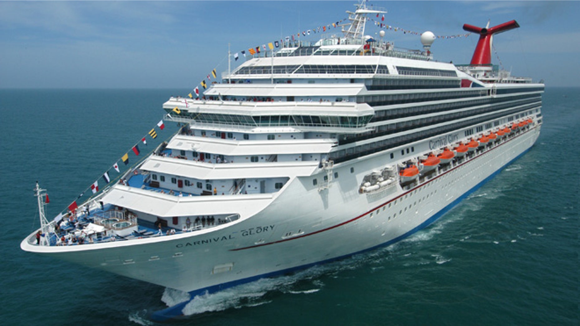 The Carnival Glory cruises off the coast of Florida.