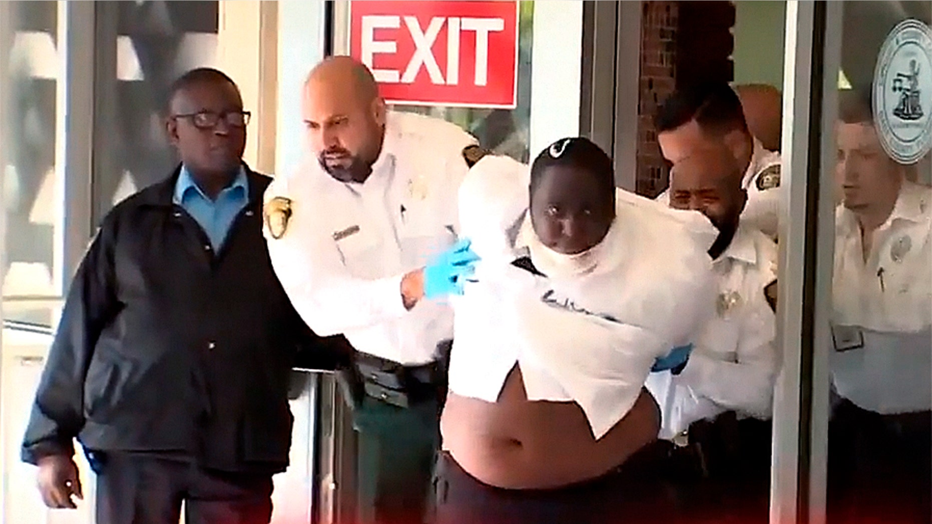 Godel Leveille was arrested after he allegedly attacked and bit a police officer in a Miami courtroom.