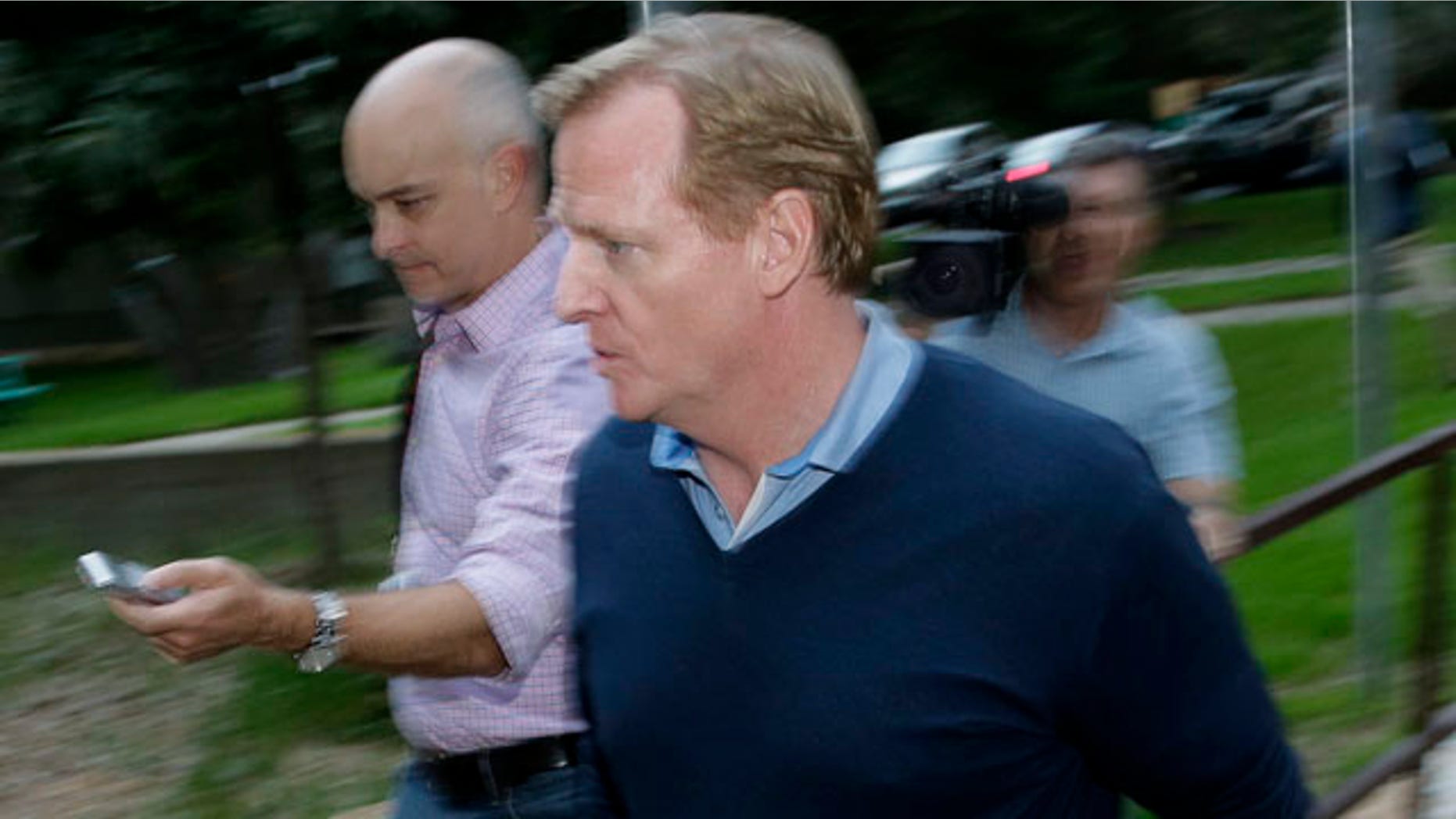 September 27, 2014: NFL commissioner Roger Goodell arrives at the headquarters of the National Domestic Violence hotline in Austin, Texas. (AP Photo/Eric Gay)