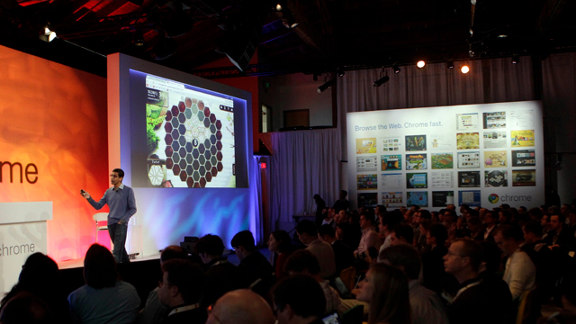 Sundar Pichai, Vice President for Product Management, demonstrates the new Google Chrome operating system in San Francisco, Tuesday, Dec. 7, 2010.