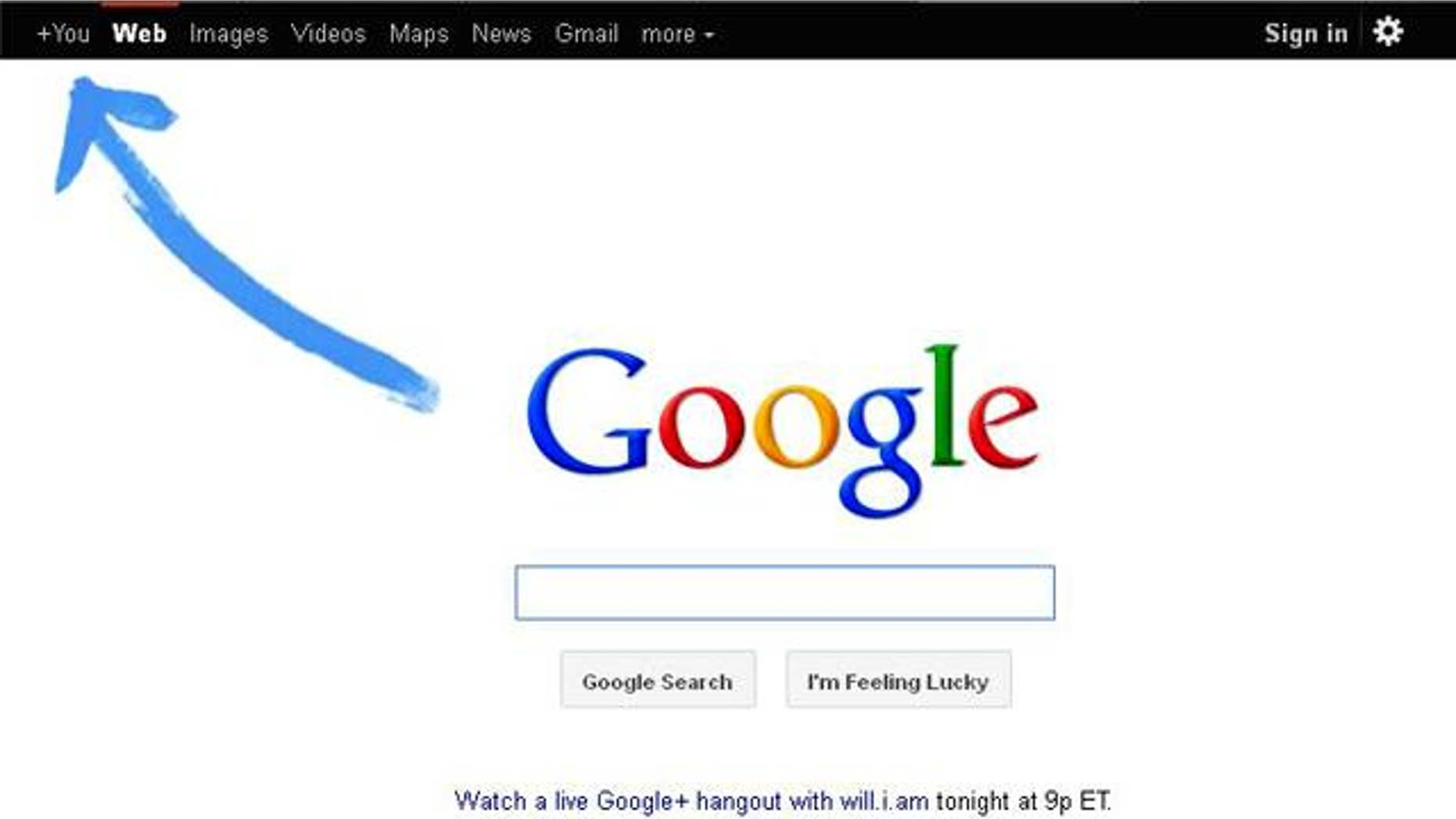 Sept. 21, 2011: The Google website invites all users to join the company's new social network, Google+, which is finally open for all comers.