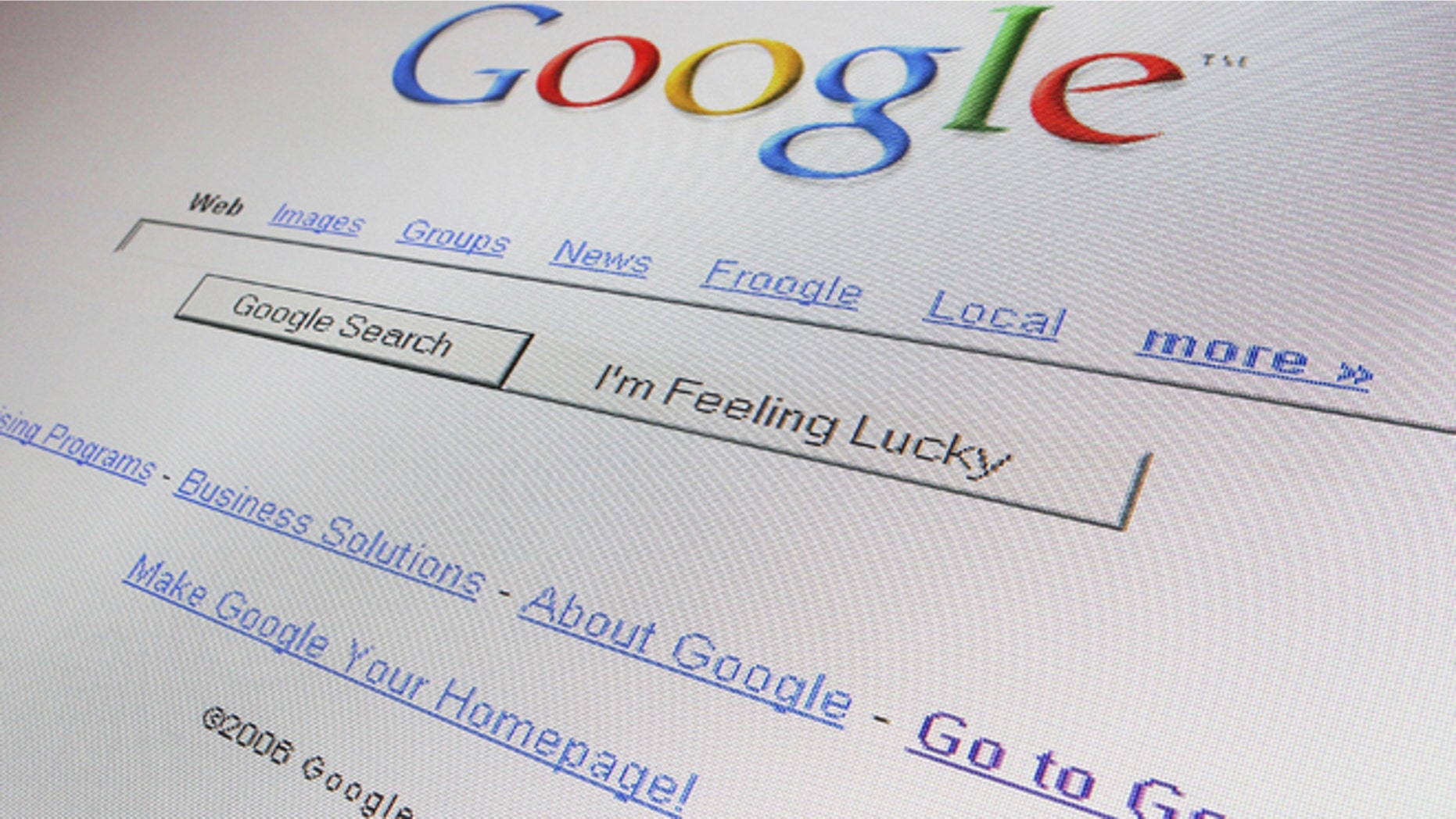 LONDON - APRIL 13: In this photo illustration the logo and search page of the multi-facetted internet giant Google is displayed on a computer screen on April 13, 2006 in London, England. (Photo Illustration by Scott Barbour/Getty Images)