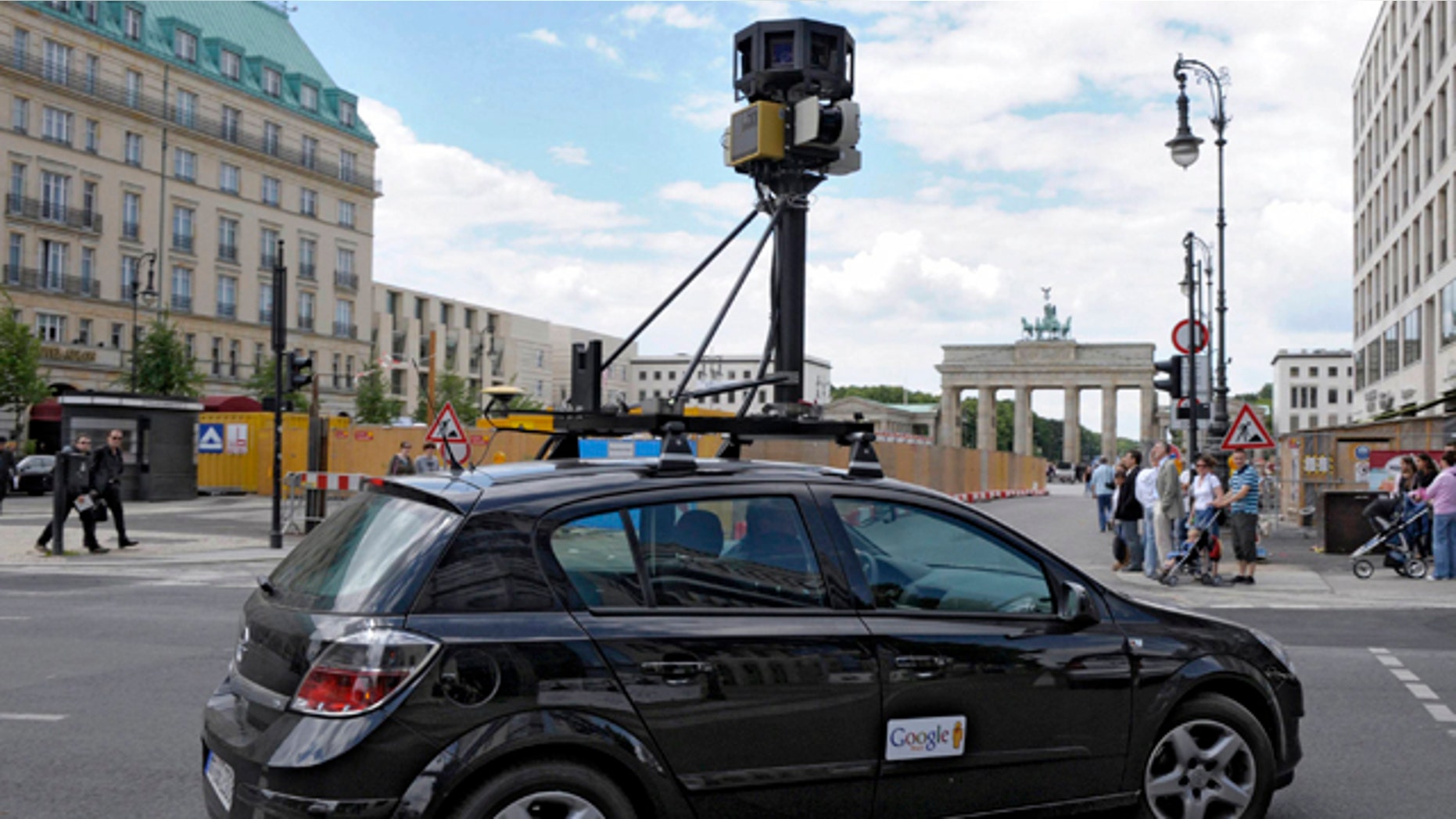 A Google Street View car drives near the Brandenburg Gate in Berlin, Germany.