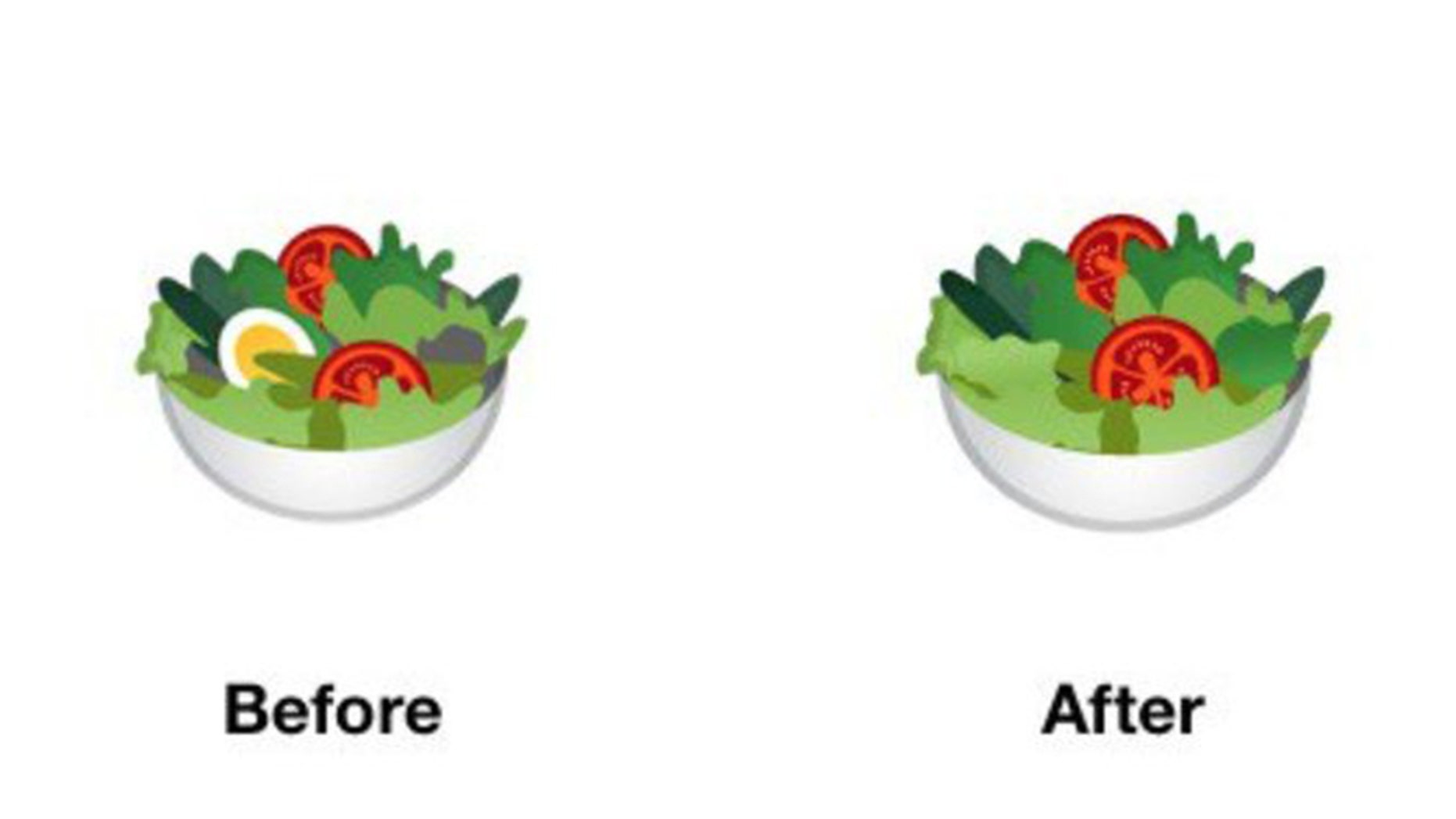 The original salad emoji featured an egg, which Google removed.
