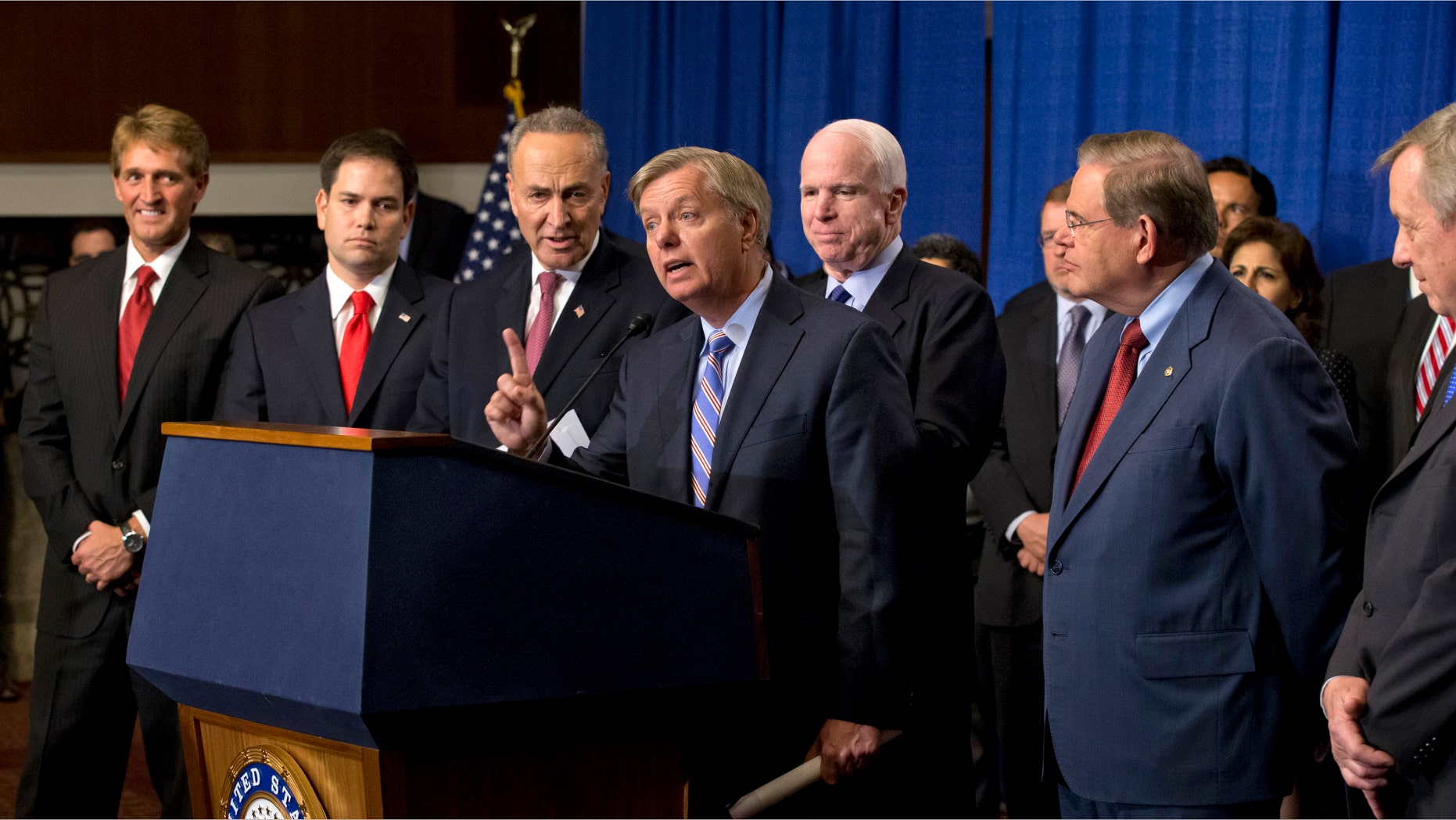So-called Gang of Eight: Sen. Jeff Flake, Sen. Marco Rubio, Sen. Charles Schumer, Sen. Lindsey Graham, Sen. John McCain, Sen. Robert Menendez and Sen. Richard Durbin.
