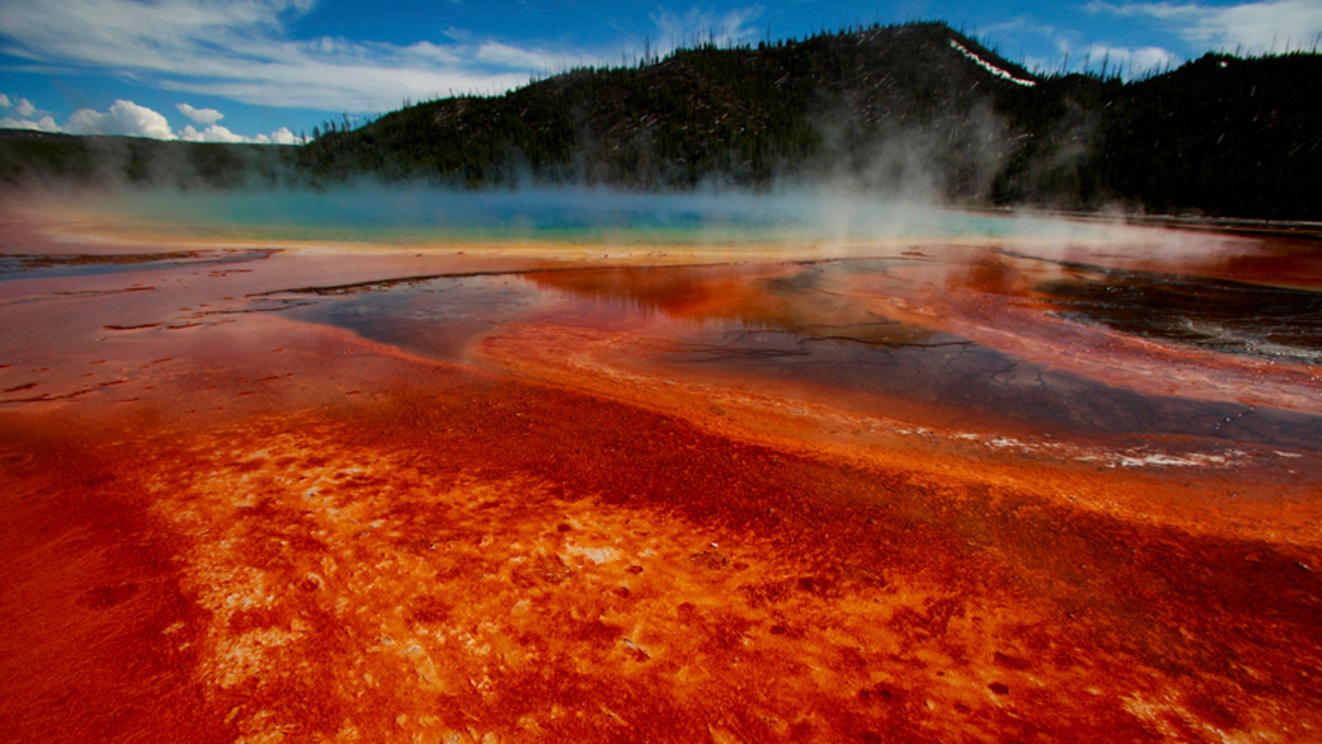 The Grand Prismatic Spring, the largest in the United States and third largest in the world, is seen in Yellowstone National Park, Wyoming.