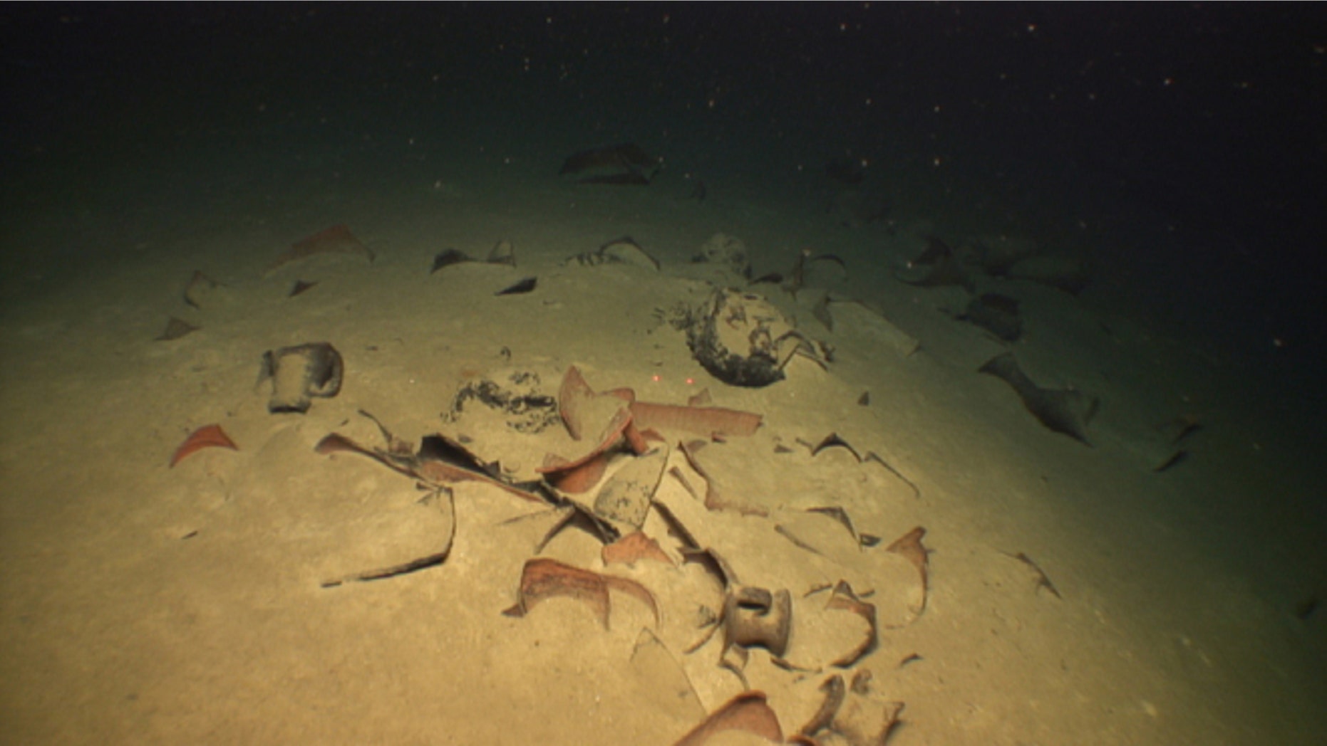 May 29, 2012: Broken ancient pottery from the wreck of a 3rd century AD Roman-era ship found 1.2 kilometers deep off the western coast of Greece. Greece's culture ministry says an undersea survey ahead of the sinking of a Greek-Italian gas pipe discovered the deepest-known shipwrecks in the Mediterranean.