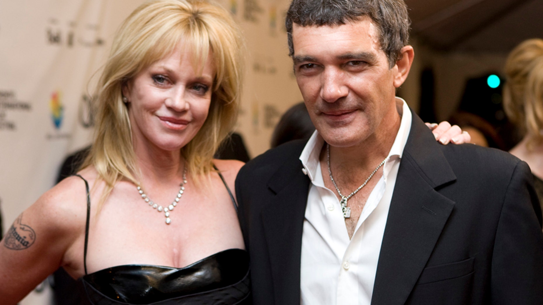 This Sept. 7, 2008 file photo shows actors Antonio Banderas, right, and his wife Melanie Griffith at the gala premiere of "The Other Man" at the Toronto International Film Festival in Toronto.