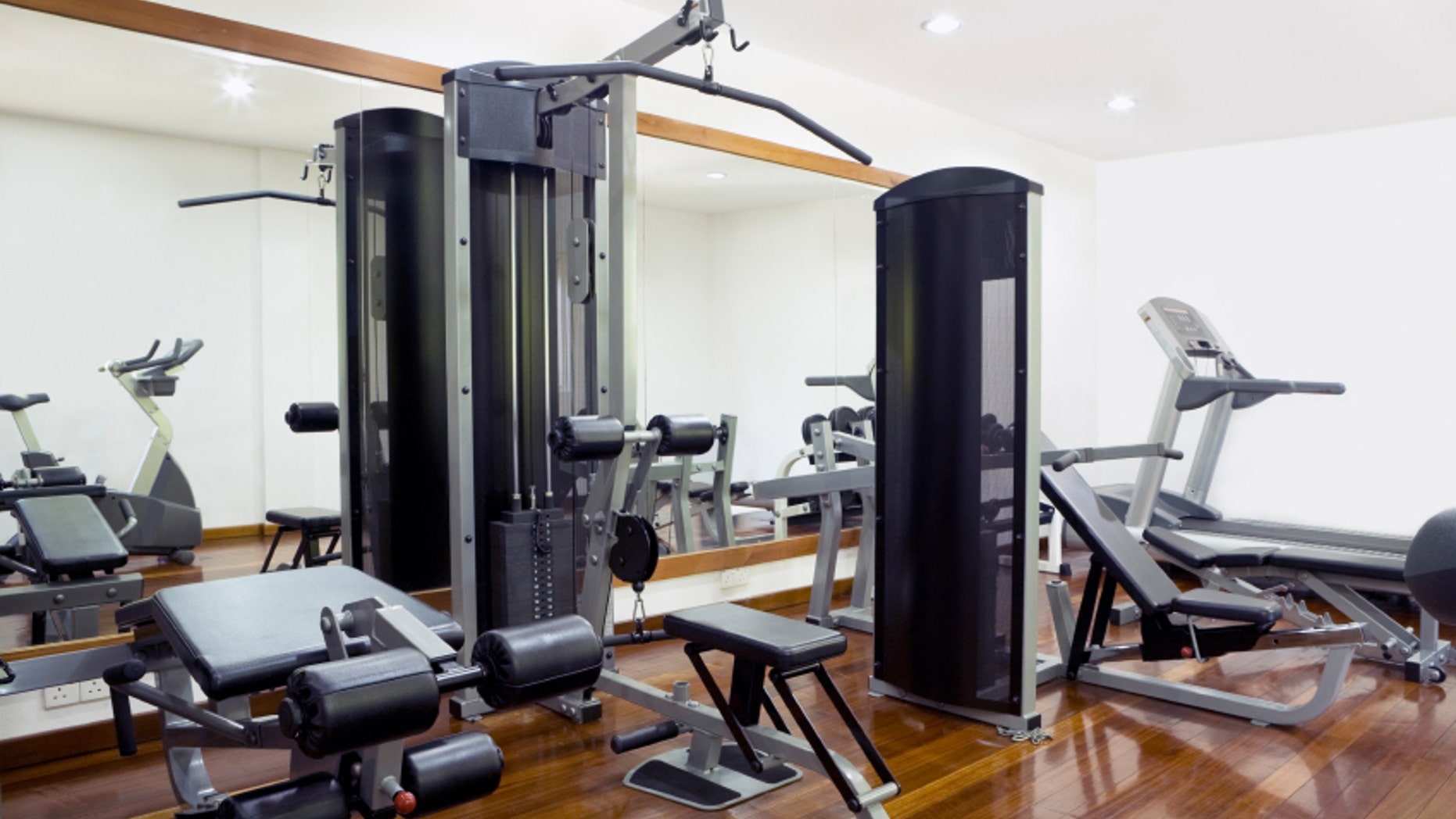 Interior of sport club with equipment