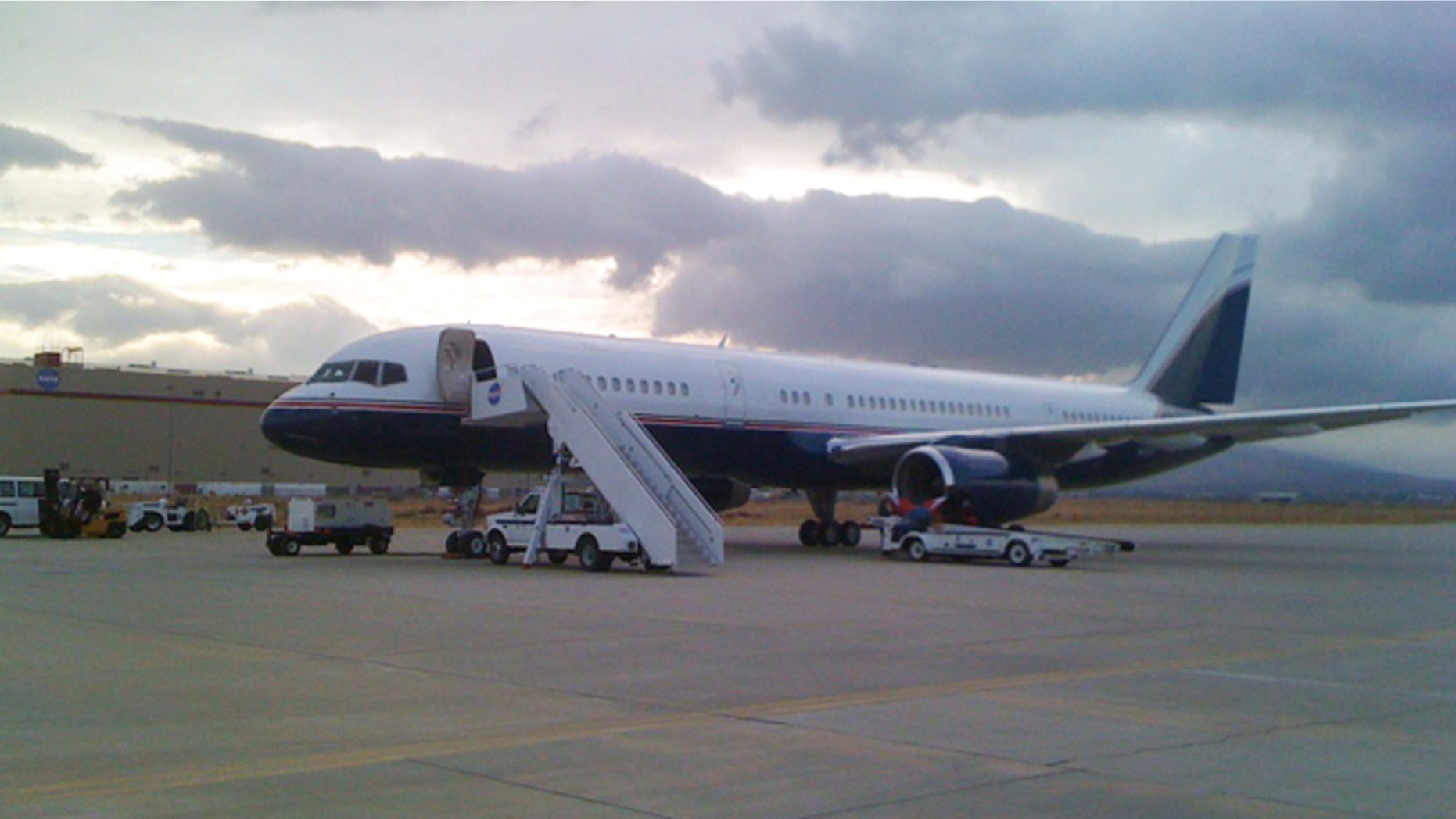 A Google-owned 757 loads cargo for a scientific mission run by NASA's Airborne Scientific Program in Palmdale, Calif. in 2009.