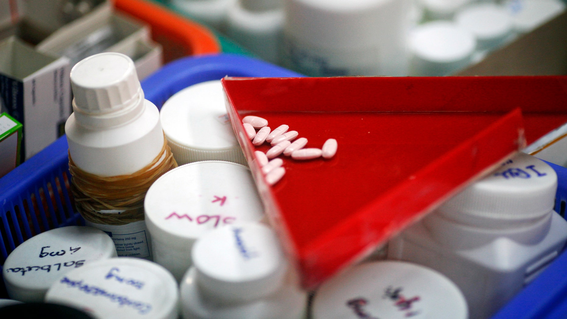 Medicines for HIV-positive patents are seen at a Medecins Sans Frontieres-Holland (AZG)'s clinic in Yangon.