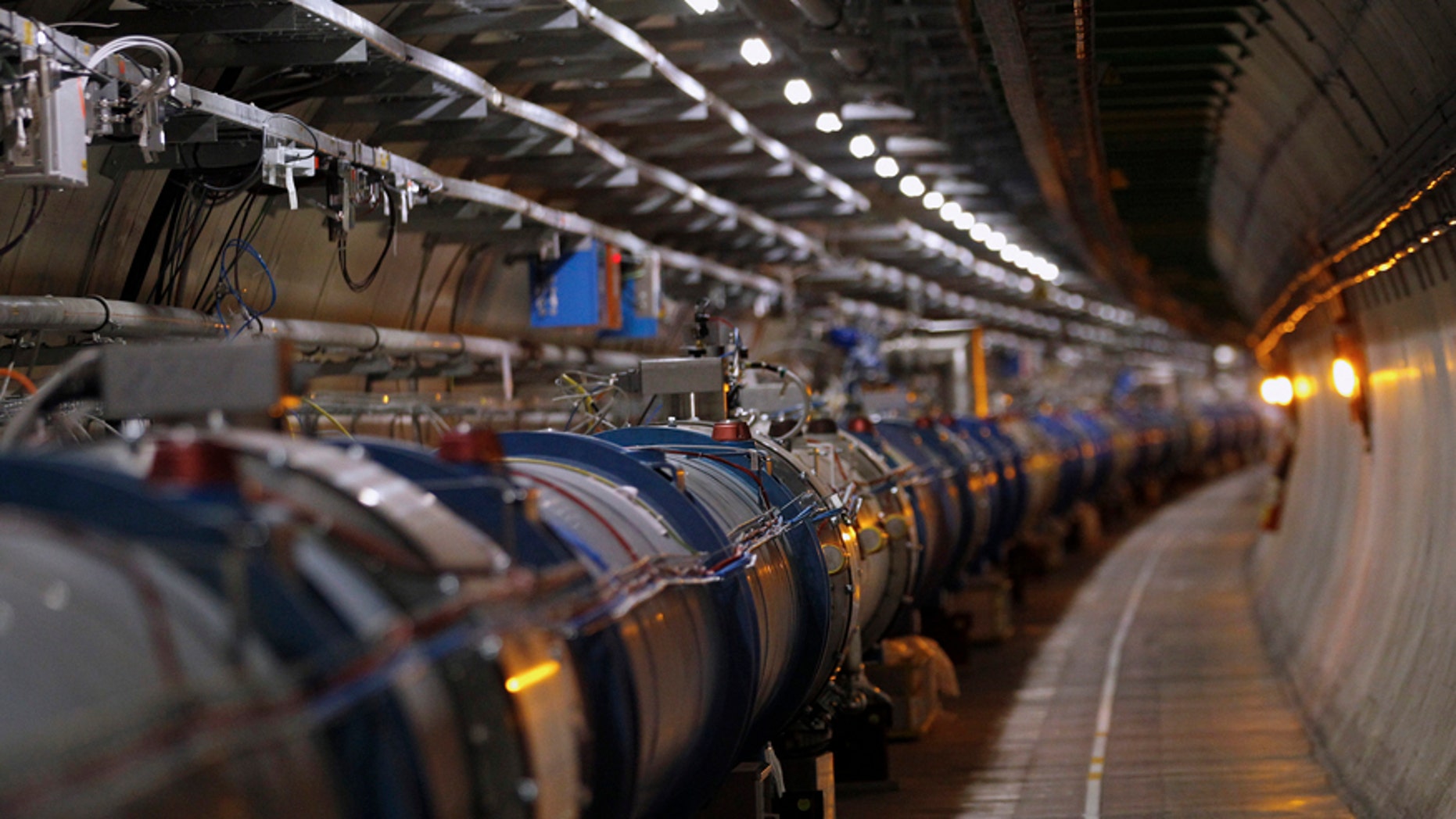 The LHC (Large Hadron Collider) tunnel.