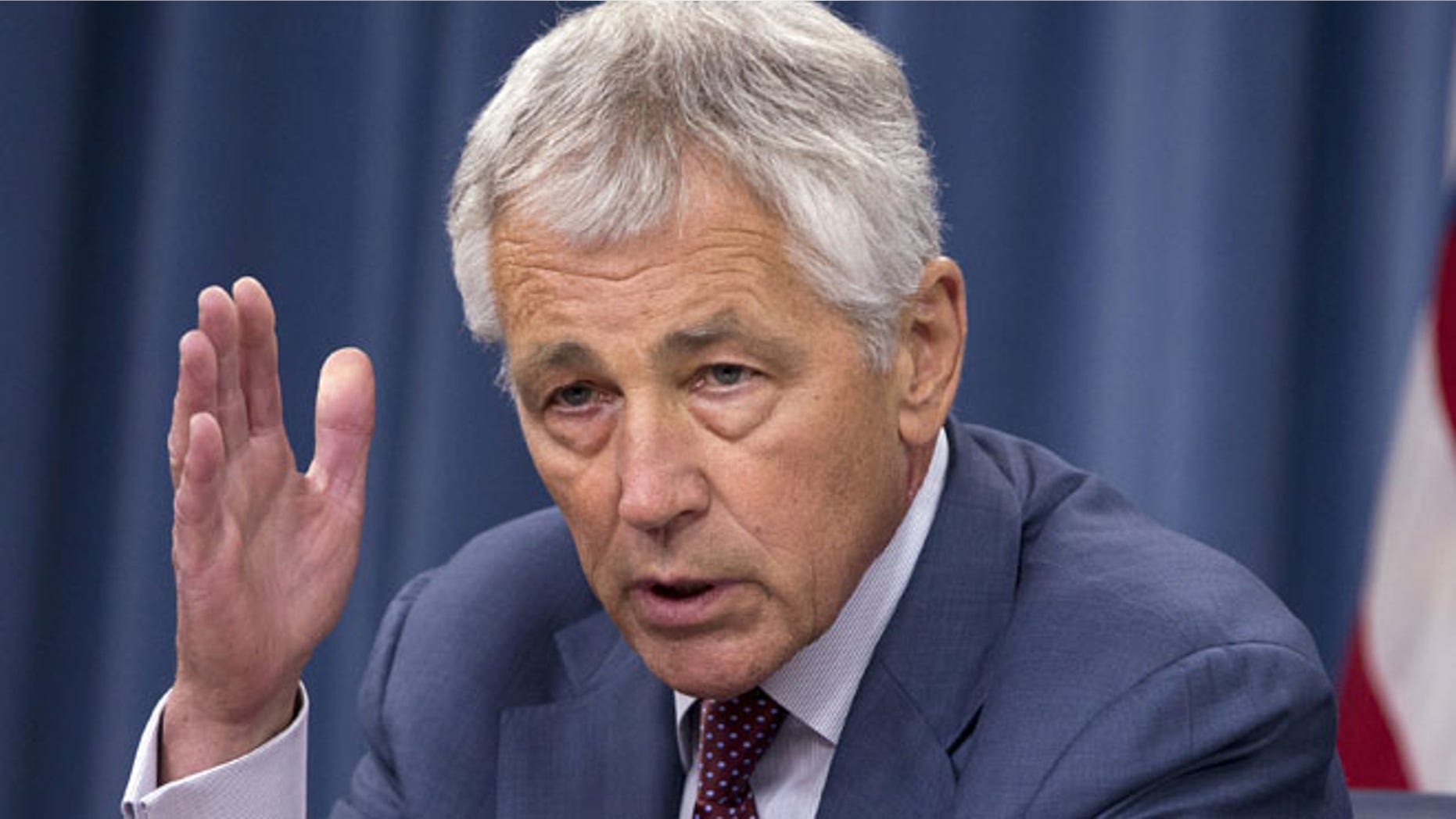 July 31, 2013: Defense Secretary Chuck Hagel speaks during a news conference at the Pentagon.