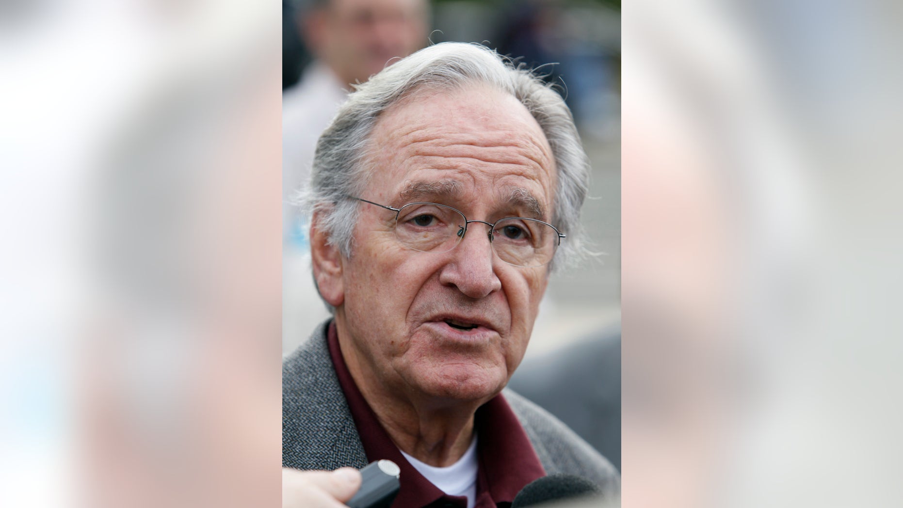 Jan. 26, 2013: In this Monday, Oct. 25, 2010 photo, U.S. Sen. Tom Harkin, D-Iowa, speaks to reporters following a rally in support of three Iowa Supreme Court justices who are up for retention votes in the November election, in Des Moines, Iowa.