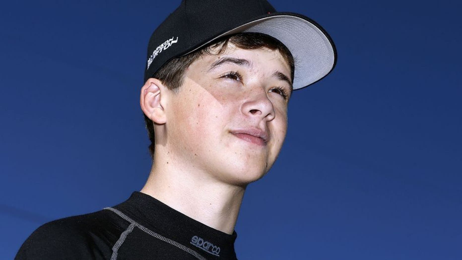 MOBILE, AL - MARCH 13: Harrison Burton, driver of the #12 DEX Imaging/Konica Minolta Toyota, reacts during parctice for the NASCAR K&N Pro Series East Mobile 150 on March 13, 2016 in Mobile, Alabama. (Photo by Jonathan Bachman/NASCAR via Getty Images)