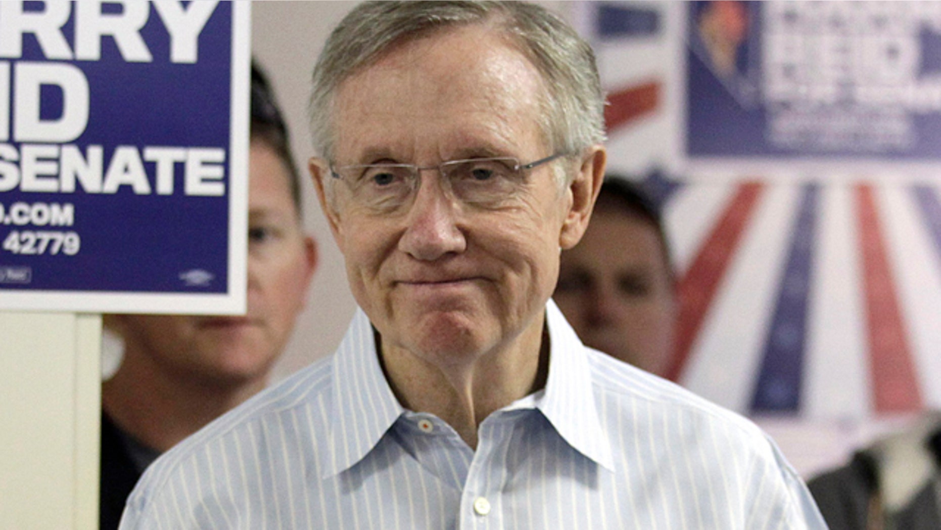 Nov. 2: Senate Majority Leader Harry Reid talks to workers at his campaign headquarters in Las Vegas.