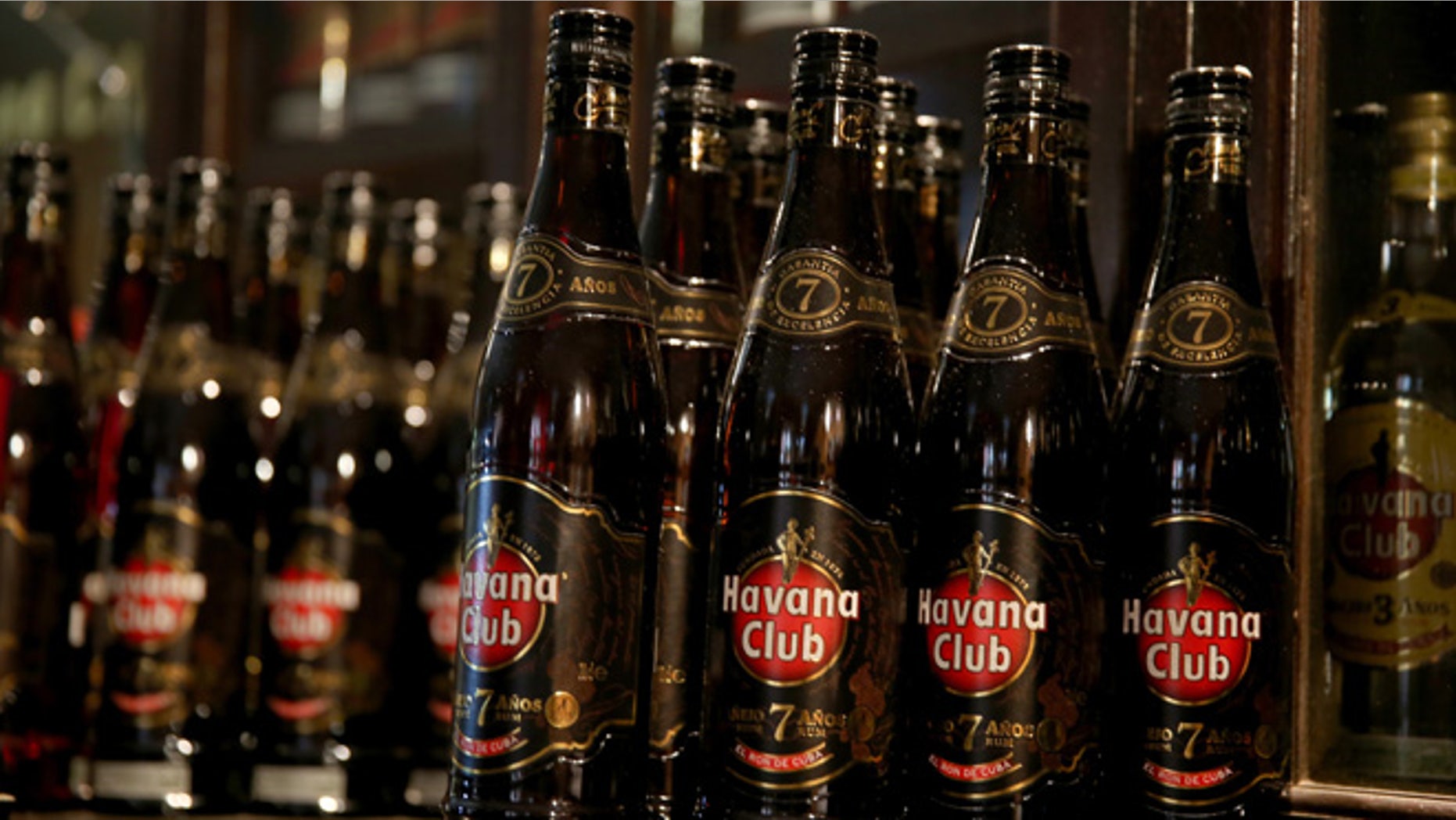 HAVANA, CUBA - FEBRUARY 27: Cubas trade mark Havana Club rum is seen on display as the second round of diplomatic talks between the United States and Cuban officials took place in Washington, DC on February 27, 2015 in Havana, Cuba. The dialogue is an effort to restore full diplomatic relations and move toward opening trade. (Photo by Joe Raedle/Getty Images)