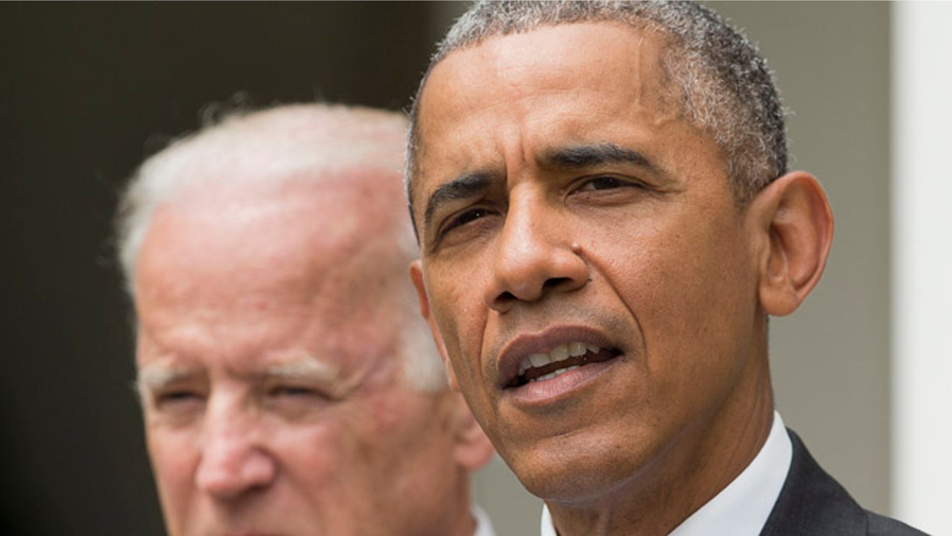 FILE - In this June 25, 2015 file photo, President Barack Obama, accompanied by Vice President Joe Biden, speaks in the Rose Garden of the White House, after the U.S. Supreme Court upheld the subsidies for customers in states that do not operate their own exchanges under President Barack Obama's Affordable Care Act. Last monthâs Supreme Court decision upholding the statuteâs federal subsidies, which help millions of Americans afford health care, shattered the GOPâs best chance of forcing Obama to accept a weakening of his prized law. Without that leverage, Obama would likely veto any major changes theyâd send him. (AP Photo/Pablo Martinez Monsivais)