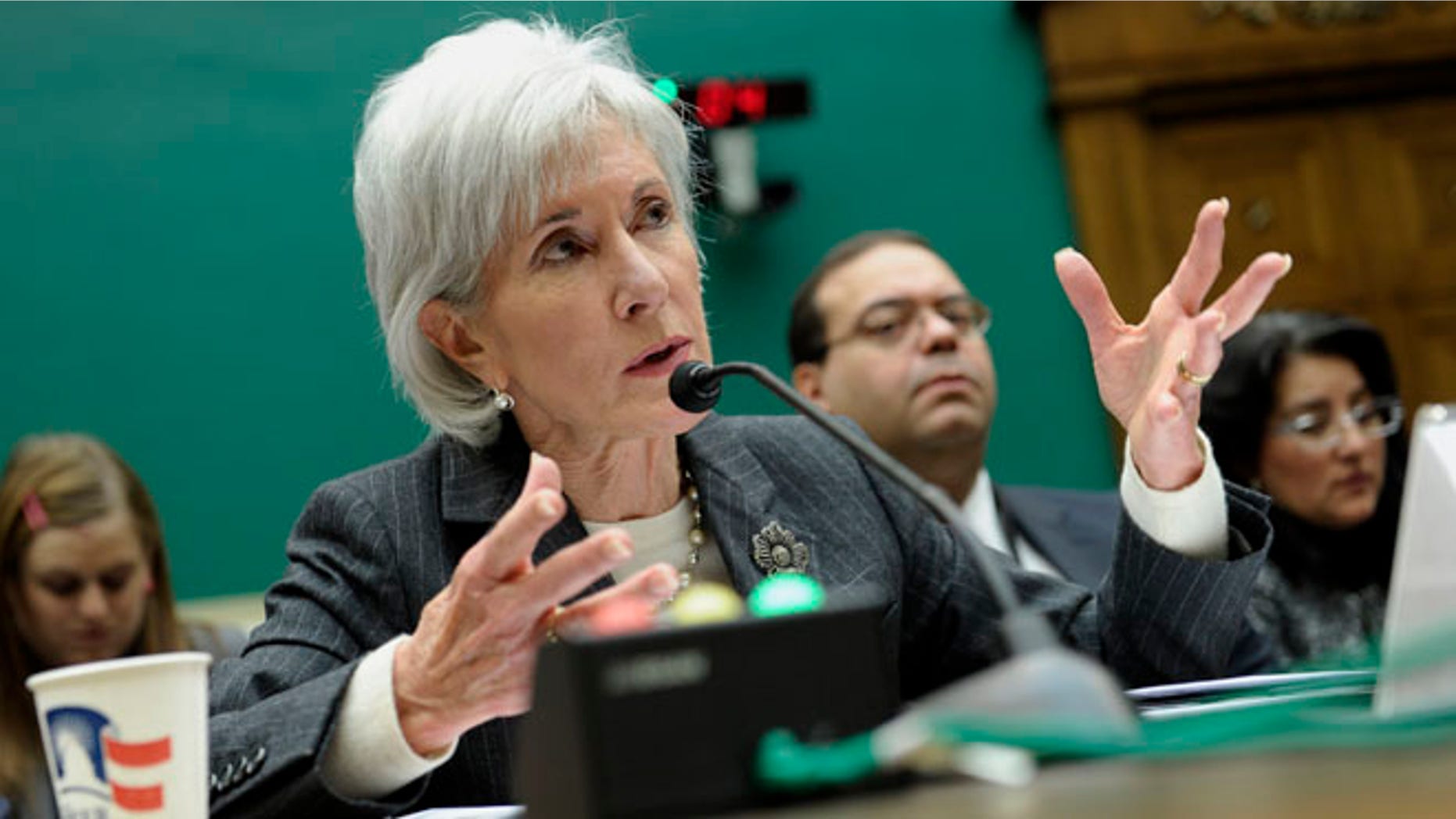 Health and Human Services Secretary Kathleen Sebelius testifies on Capitol Hill in Washington, Wednesday, Dec. 11, 2013.