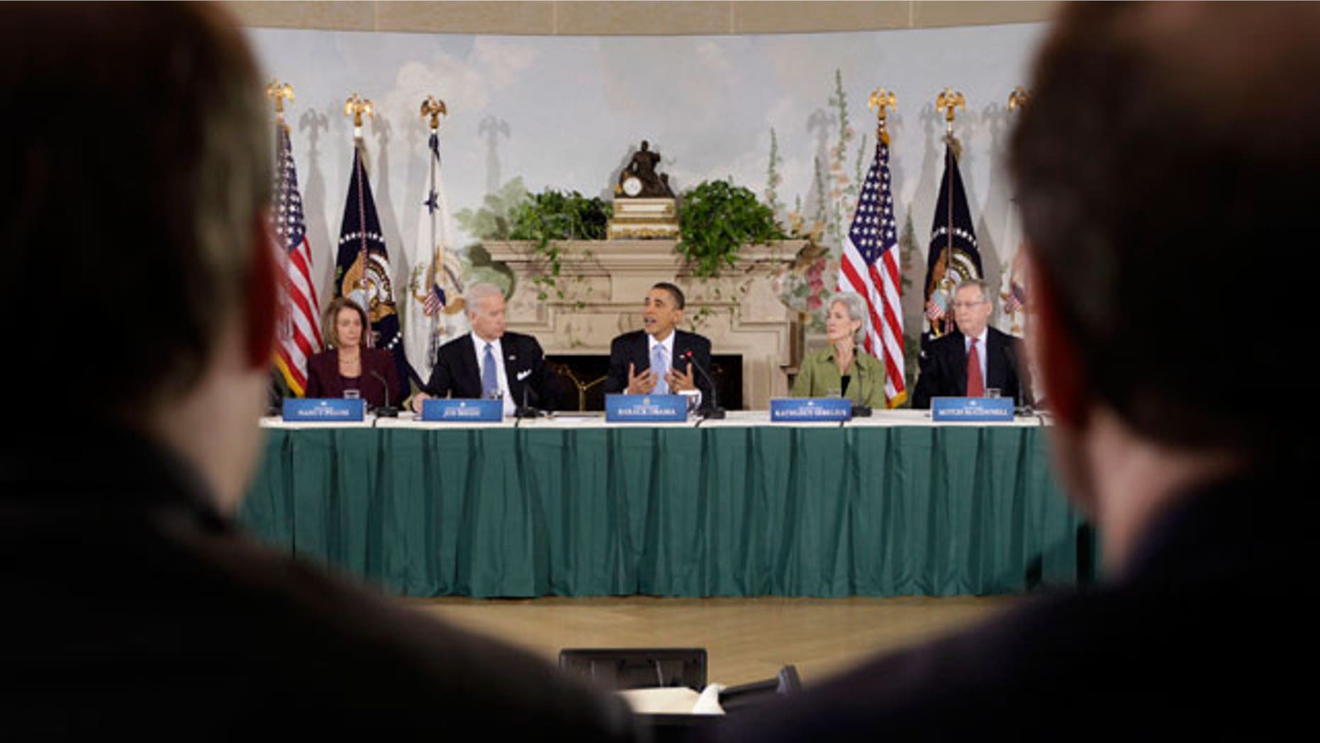 Feb. 25: President Obama, House Speaker Nancy Pelosi, Vice President Joe Biden, Health and Human Services Kathleen Sebelius and Senate Minority Leader Mitch McConnell at health care summit. (AP)