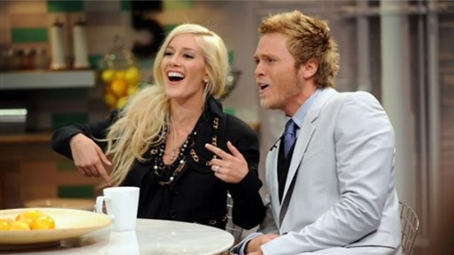 June 15: In this image released by PictureGroup, Heidi Montag, left, and Spencer Pratt appear on set of MTV's "It's On with Alexa Chung" at the MTV Times Square Studios.