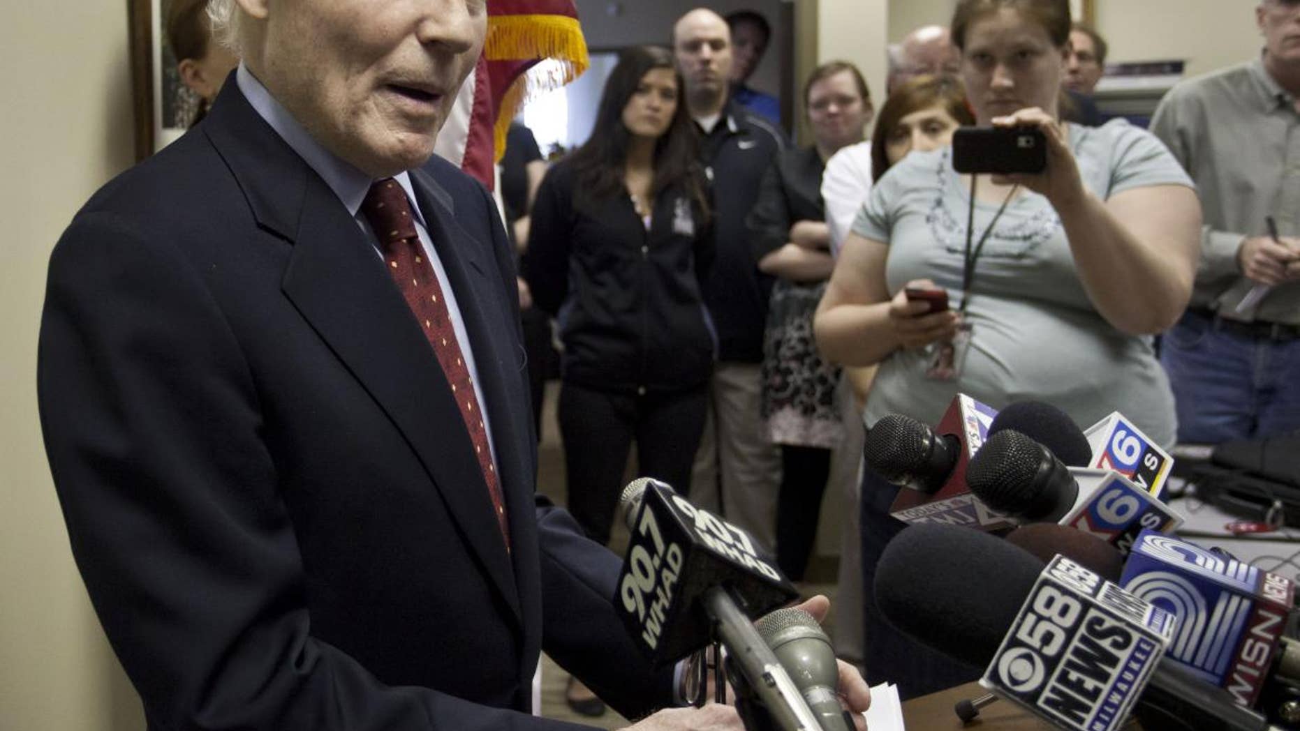 U.S. Sen. Herb Kohl, D-Wis. speaks at a news conference Friday, May 13, 2011, in Milwaukee. Kohl said he has decided not to run for re-election after serving in the U.S. Senate since 1989. (AP Photo/Morry Gash)