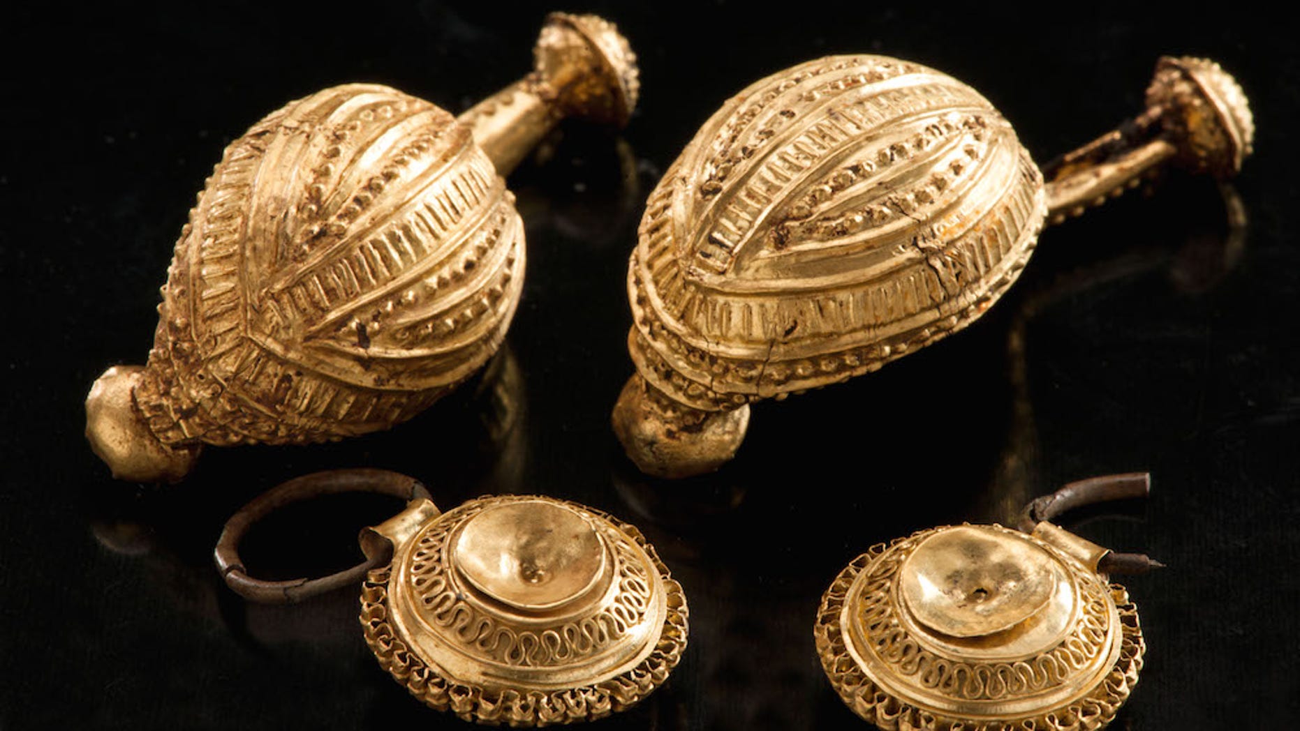 While plowing a field, a farmer in southern Germany found one of these golden brooches. It came from a young girl's grave dating to the Iron Age. (Credit: Copyright Landesamt für Denkmalpflege Baden-Württemberg/Antiquity Publications Ltd.)