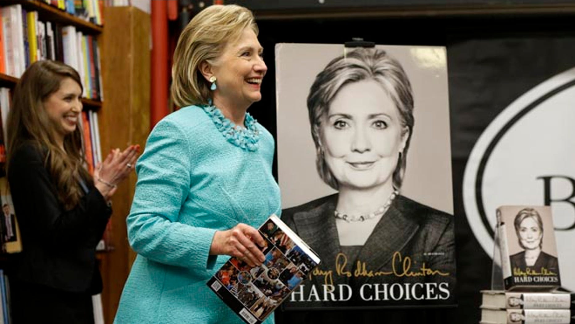 HiIlary Rodham Clinton at a book signing for her new book "Hard Choices" at Harvard Book Store, Monday, June 16, 2014, in Cambridge, Mass.