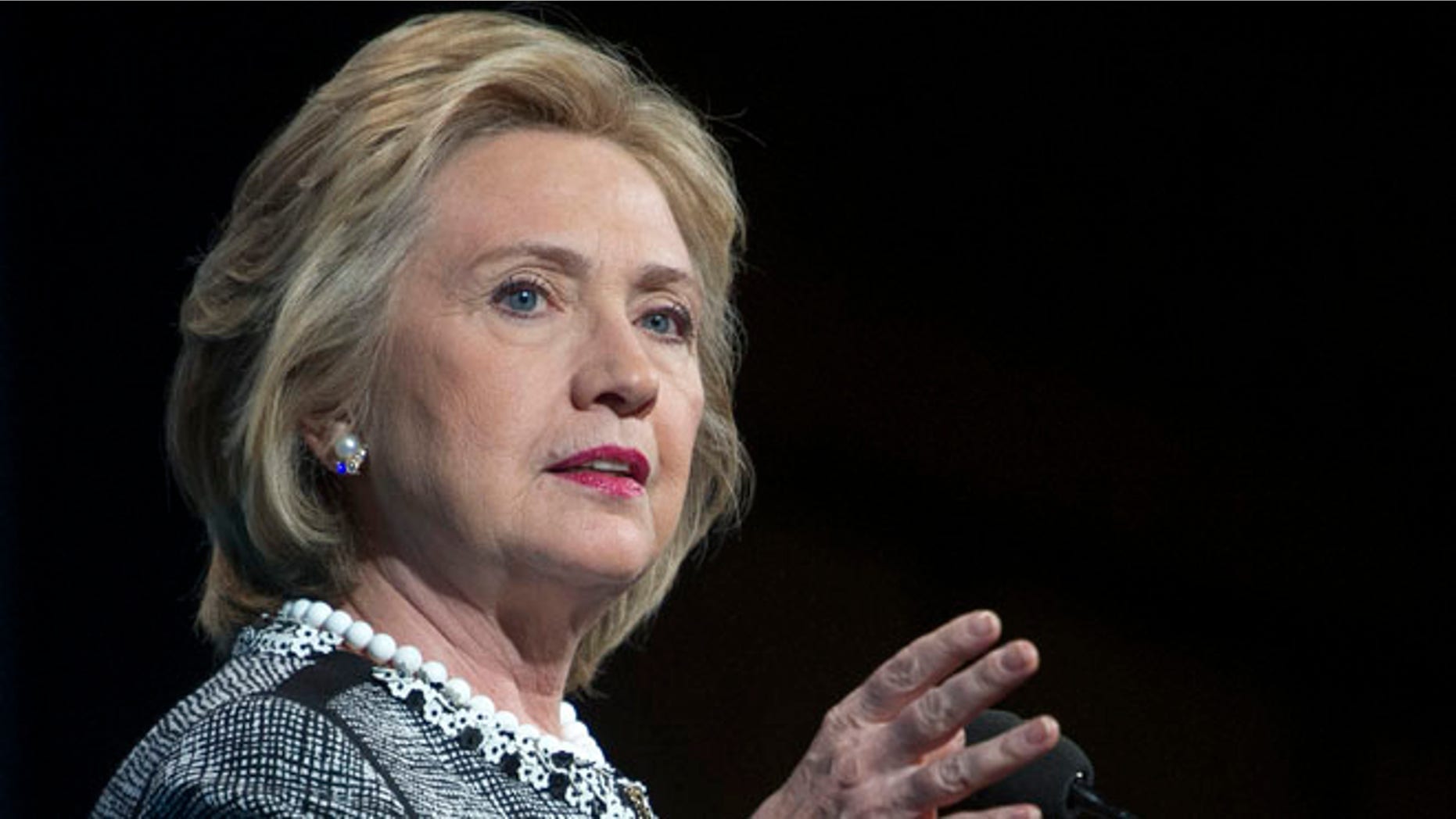 This May 14, 2014, file photo shows former Secretary of State Hillary Rodham Clinton speaking in Washington.