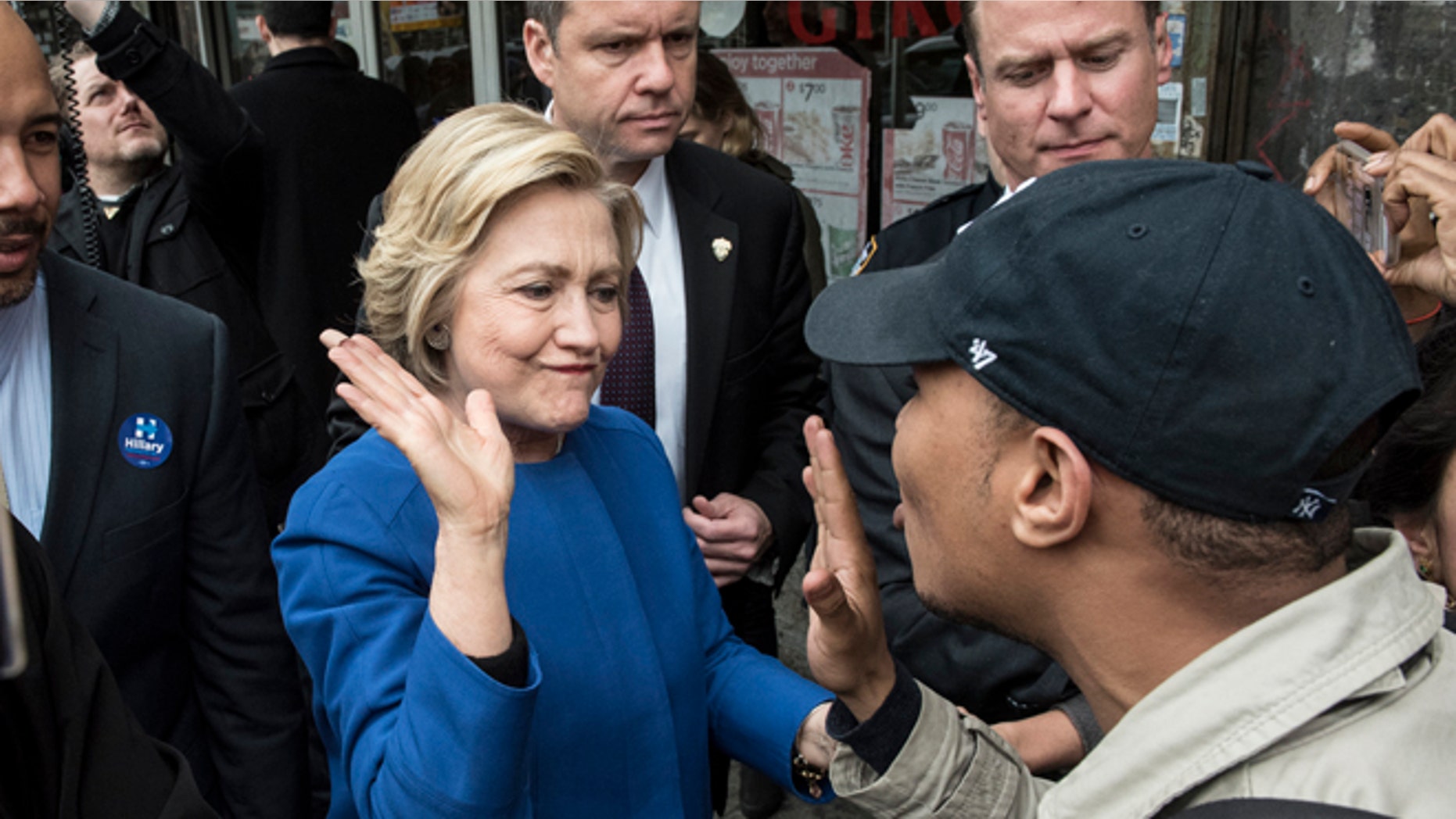 NEW YORK, NEW YORK - APRIL 07: Democratic presidential candidate Hillary Clinton campaigns on April 7, 2016 in the Bronx borough of New York City. The former U.S. secretary of state first spoke outside of Yankee Stadium before riding the subway from the 161st Street station to the 170th Street station. (Photo by Andrew Renneisen/Getty Images)