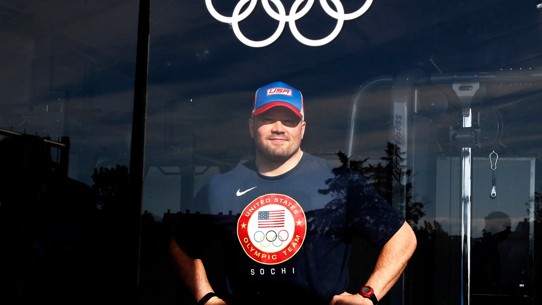 U.S. bobsled pilot Steve Holcomb poses for a picture at the fitness center in the Coastal Cluster Olympic Village in Sochi, February 4, 2014. (REUTERS/Eric Gaillard)